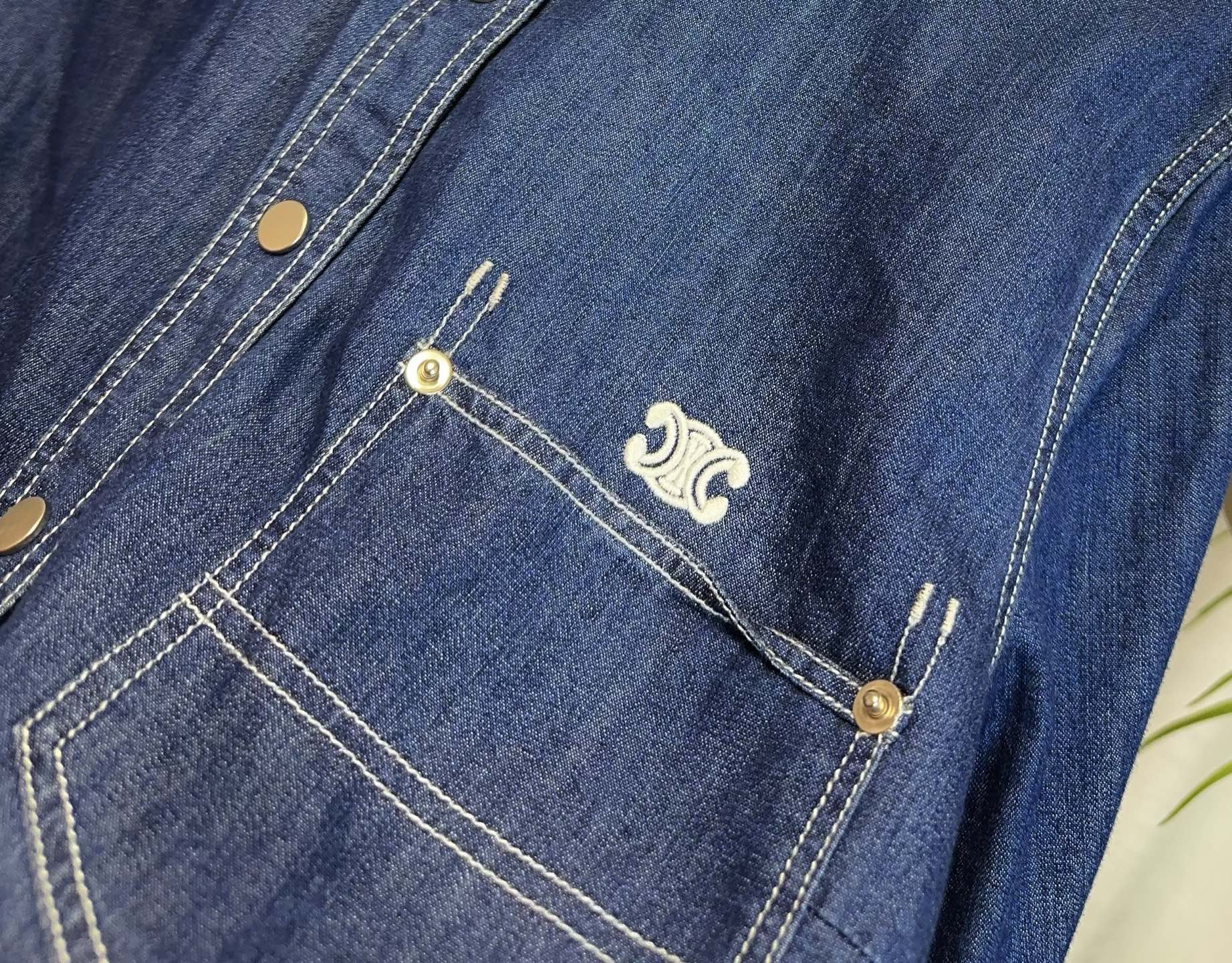 CELINE Denim Embroidered Shirt