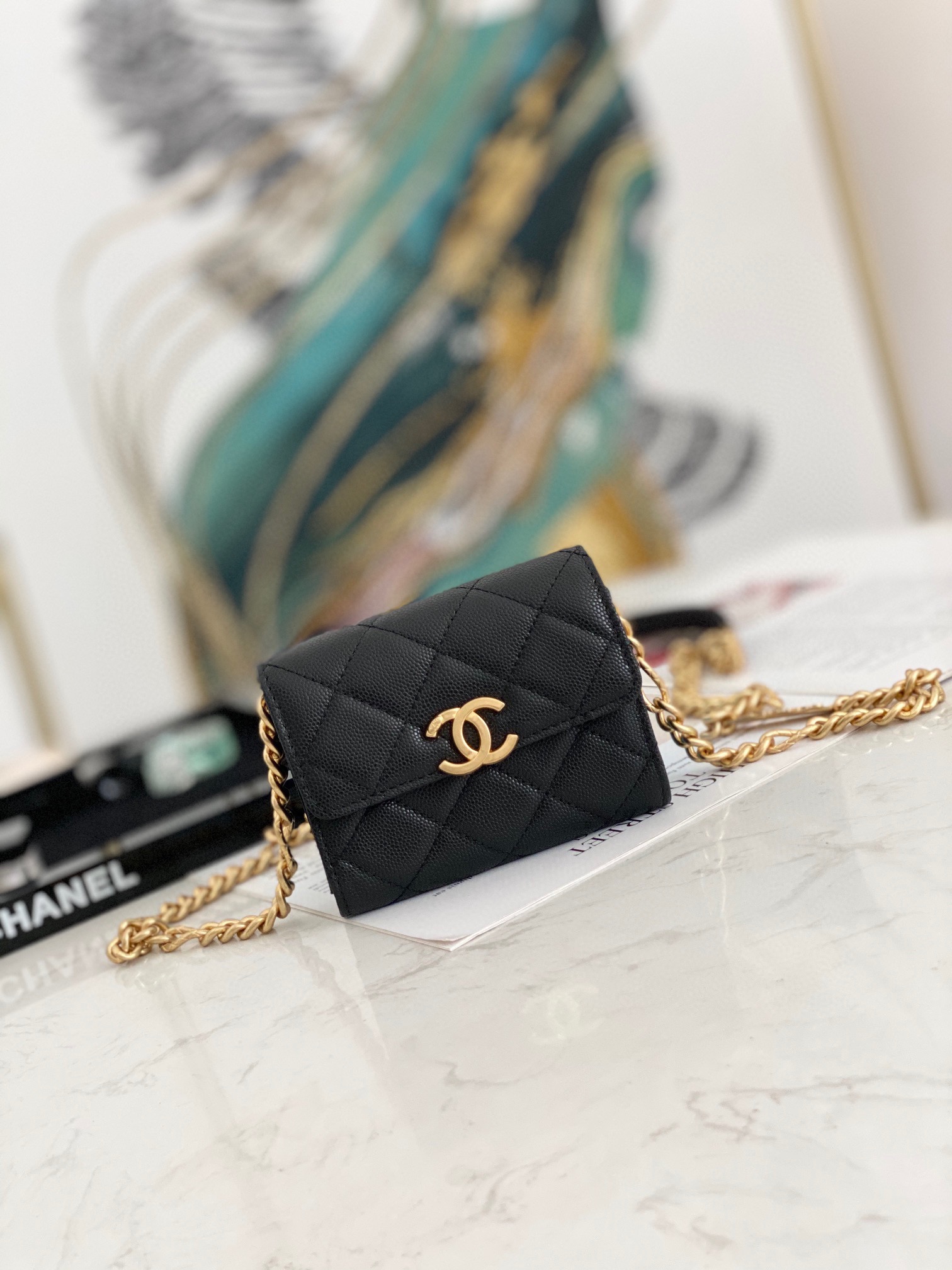 Chanel chain flap coin purse