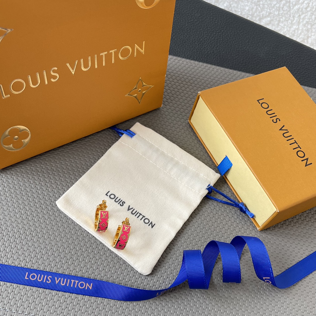 LV-Nanogram Enamel earrings-Pink