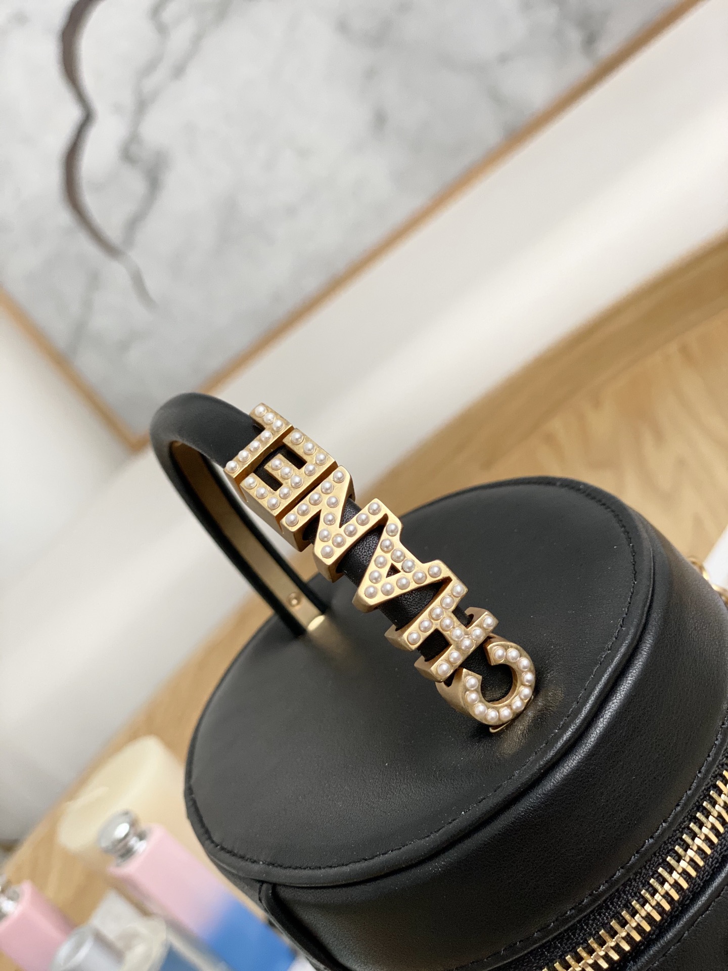 Chanel Pearl-Embellished Bucket Bag 1625