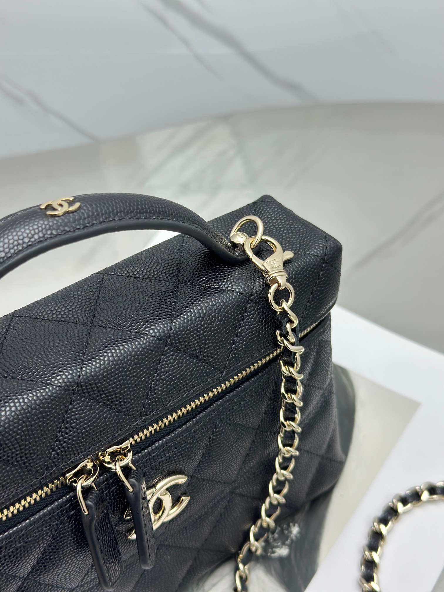 Chanel 25C LP Handle Makeup Bag Box bag