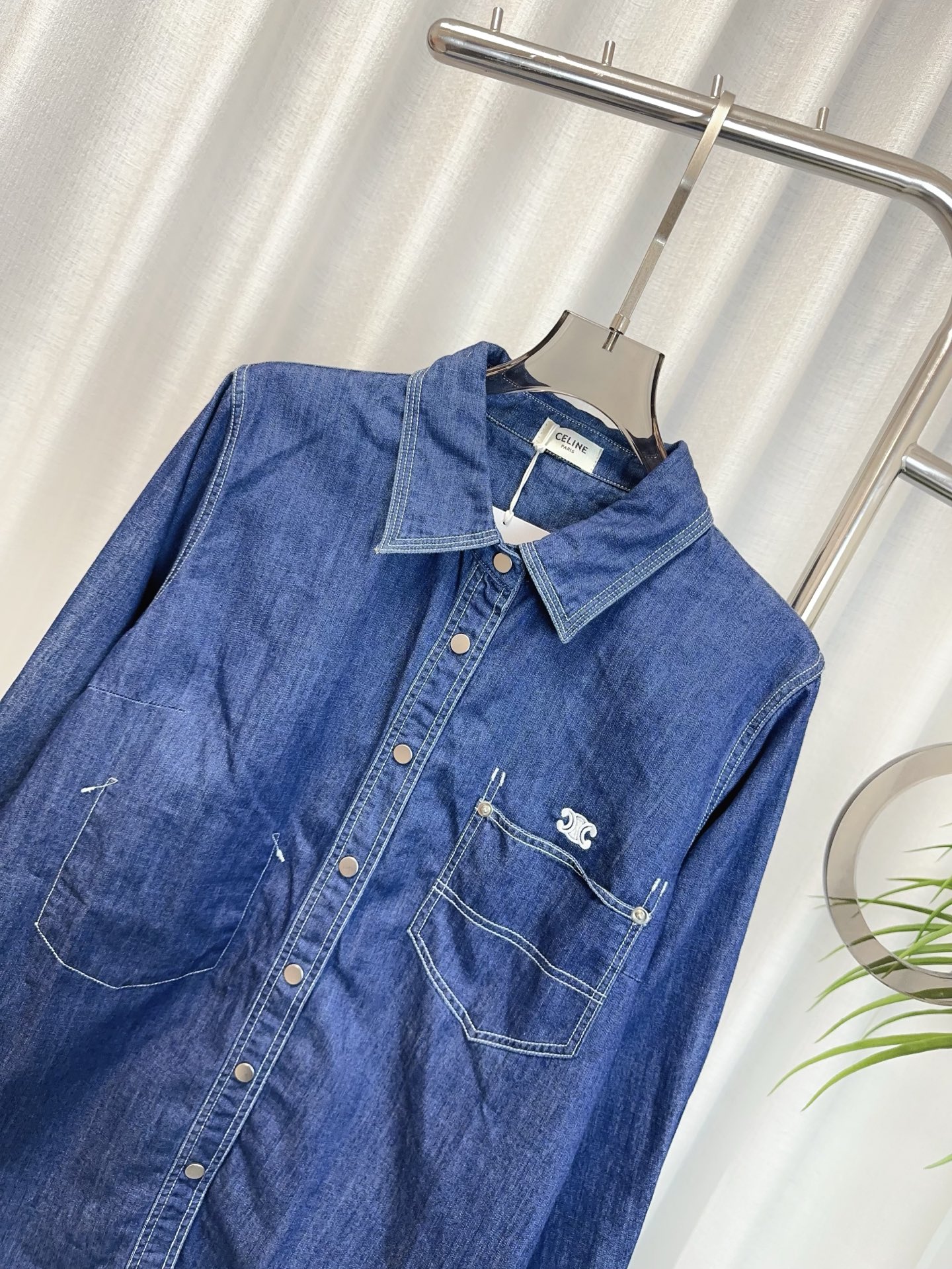CELINE Denim Embroidered Shirt