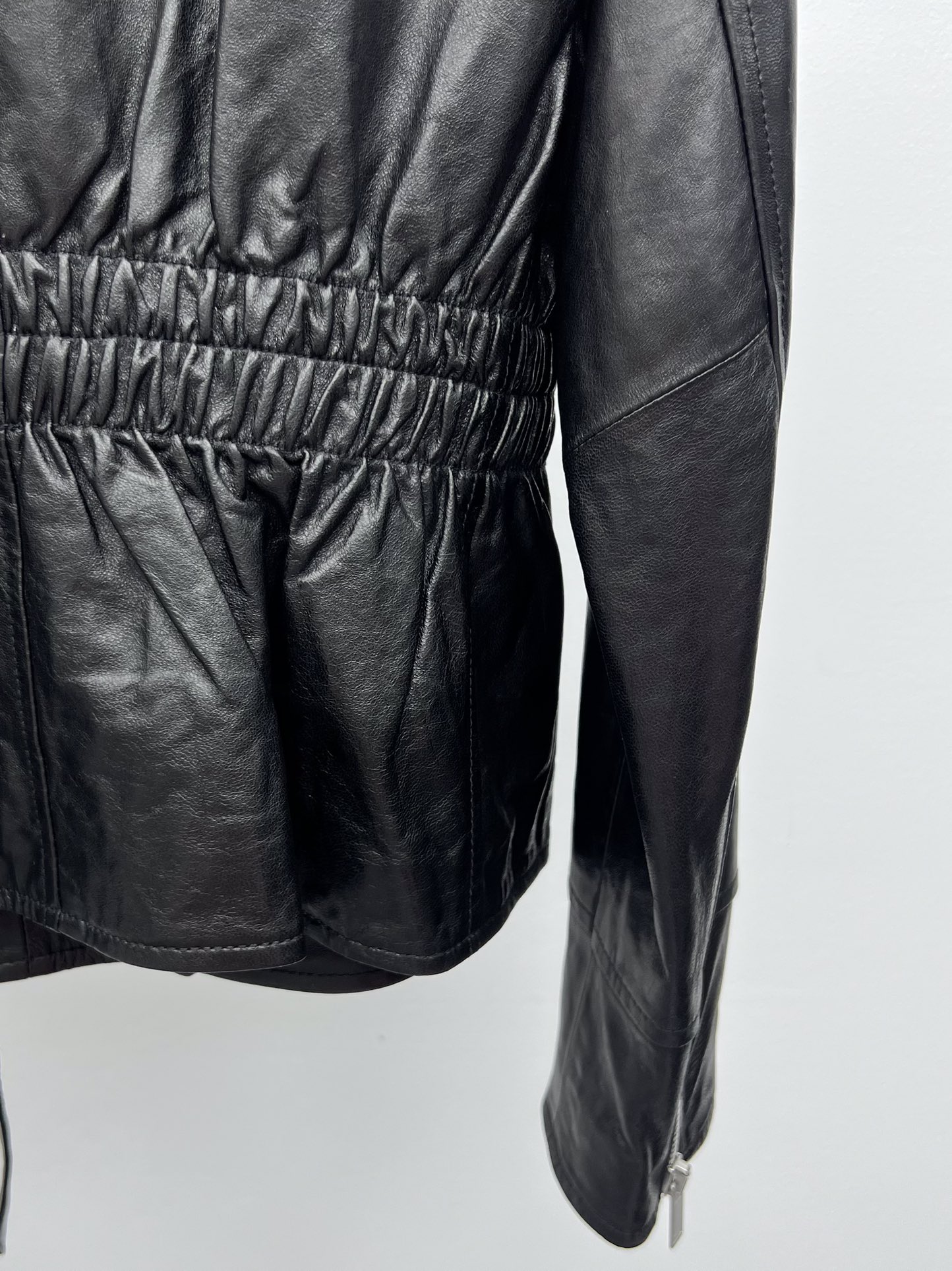 Saint Laurent Waist-Cinched Leather Jacket