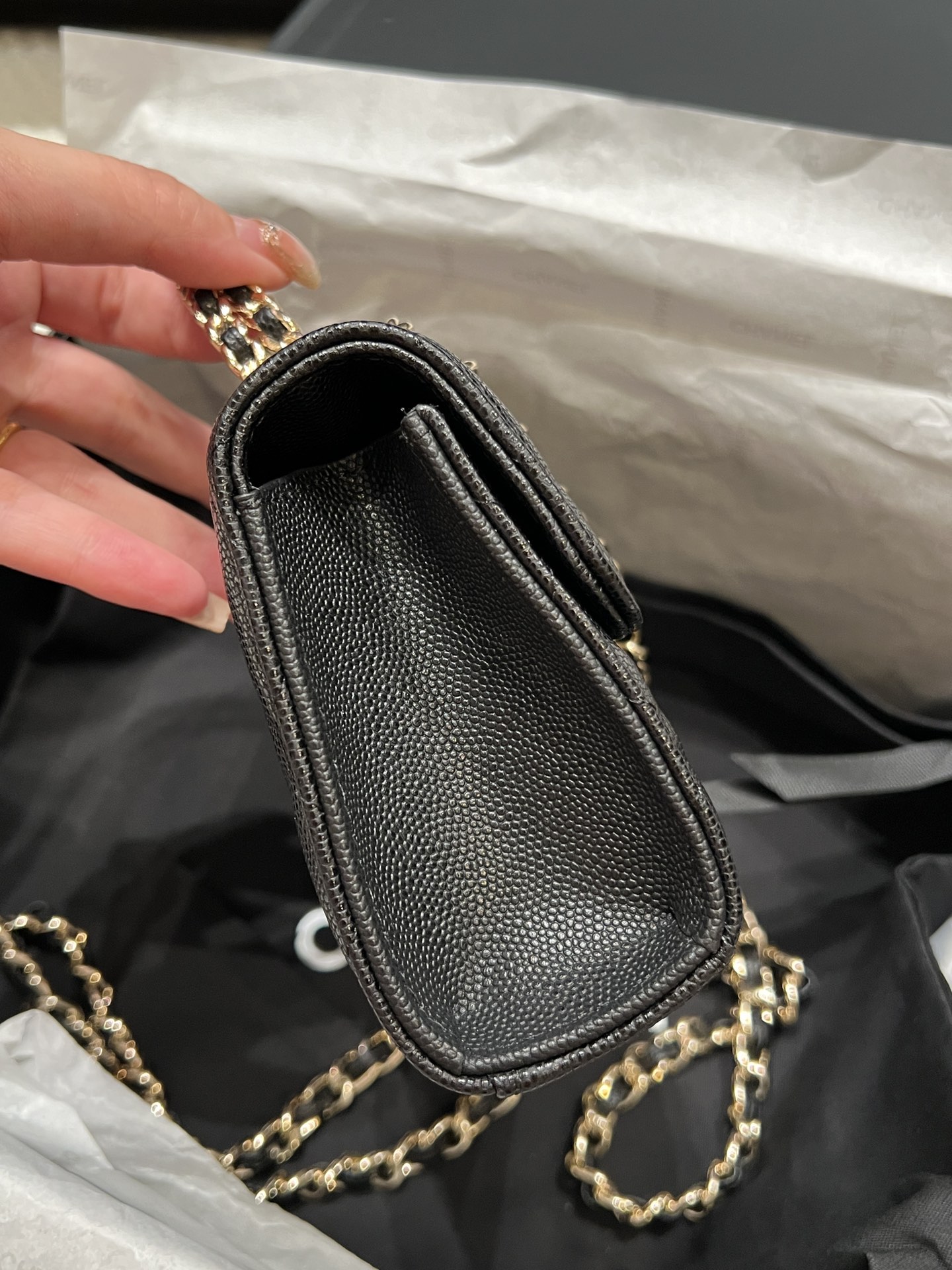 Chanel-kelly hardware cowhide