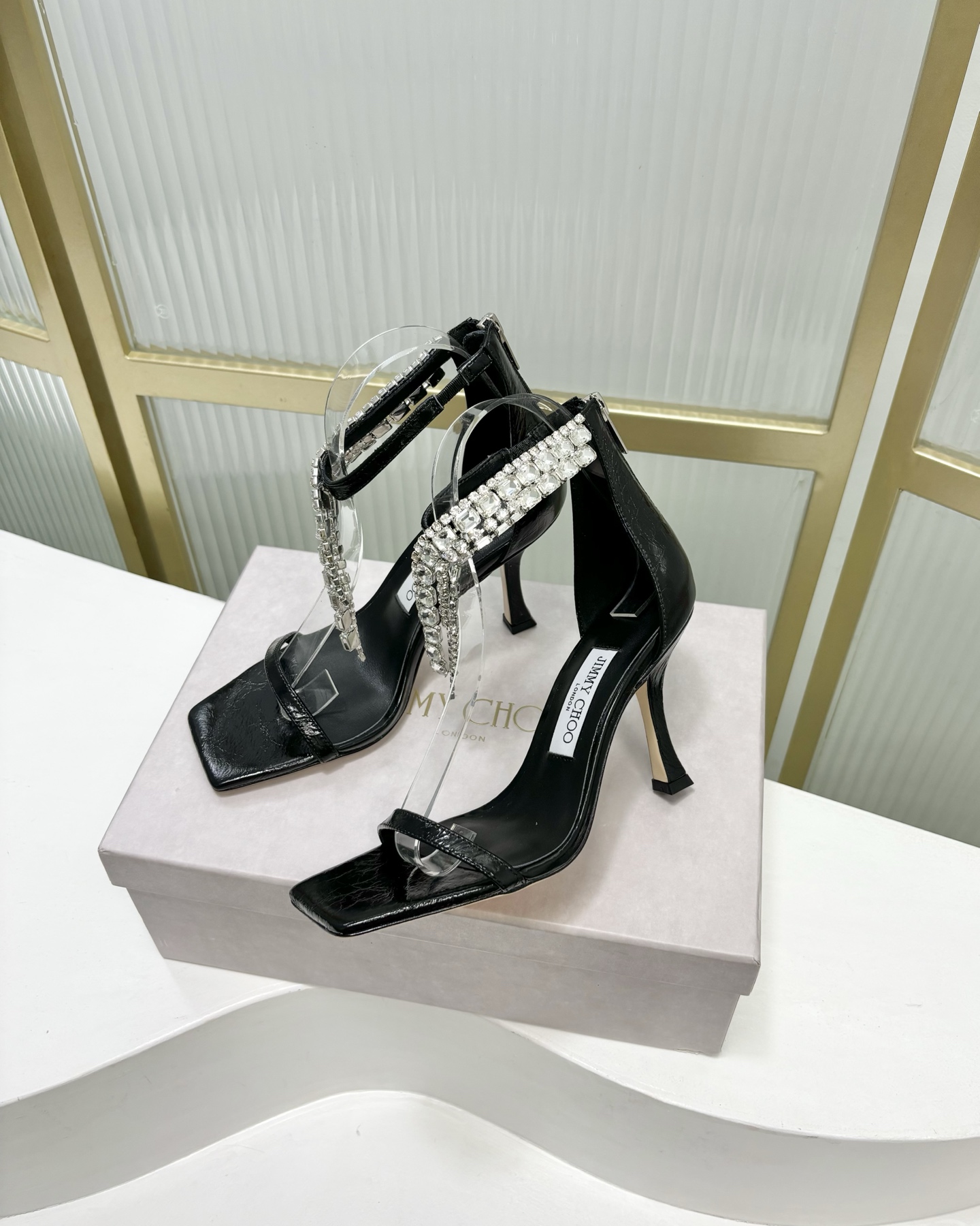 Jimmy Choo JC25 Crystal Fringe Heeled Sandals