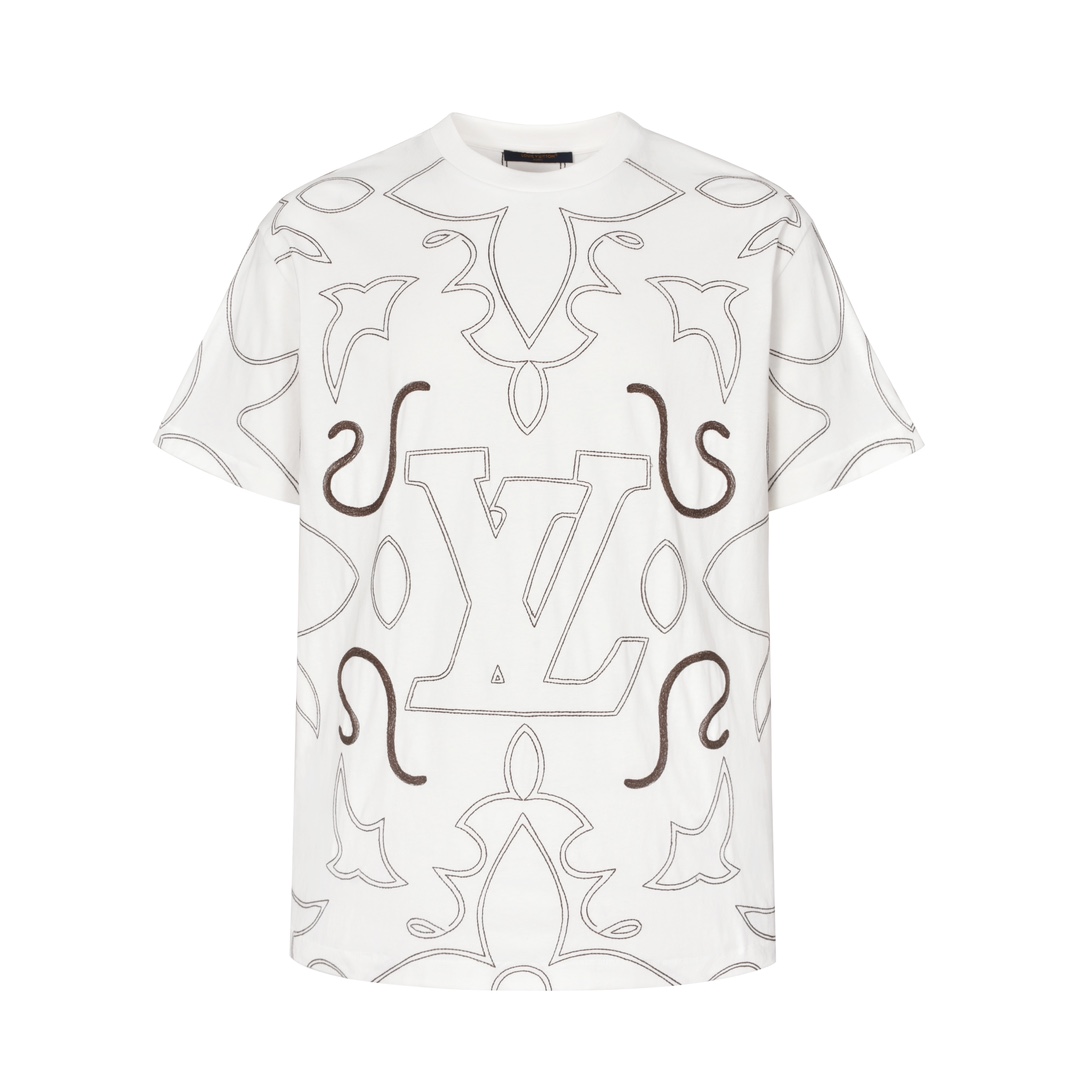 LV boot thread embroidery crew neck short sleeve