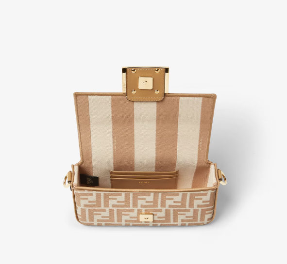 Fendi Baguette Mini Cappuccino FF jacquard fabric bag