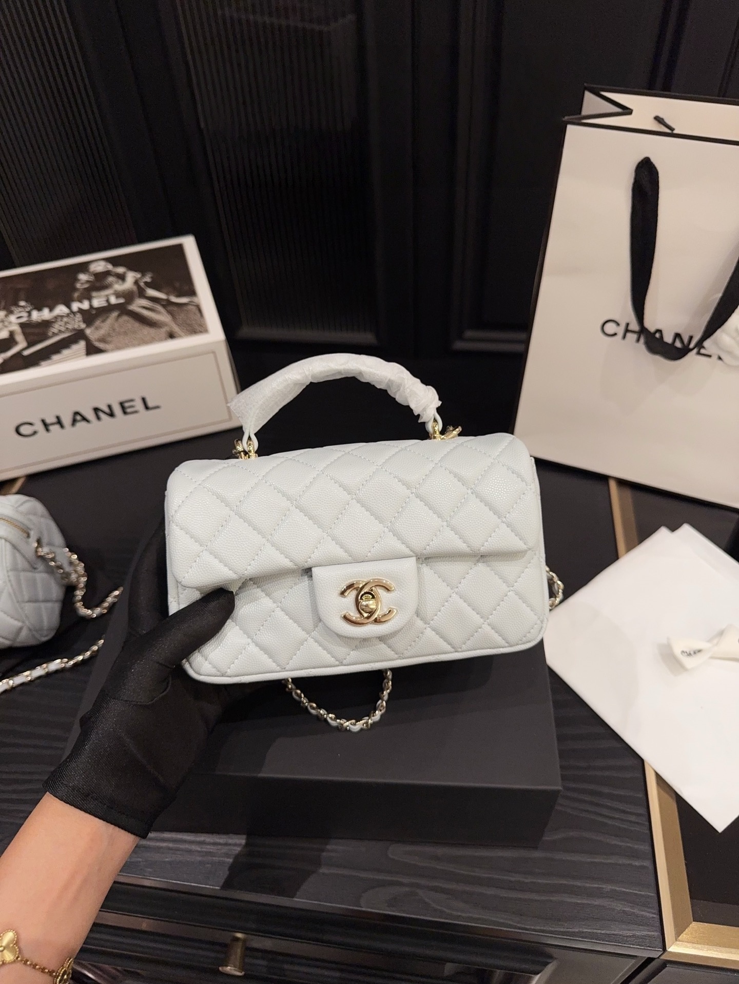 CHANEL 24P Classic Flap Bag Misty Blue