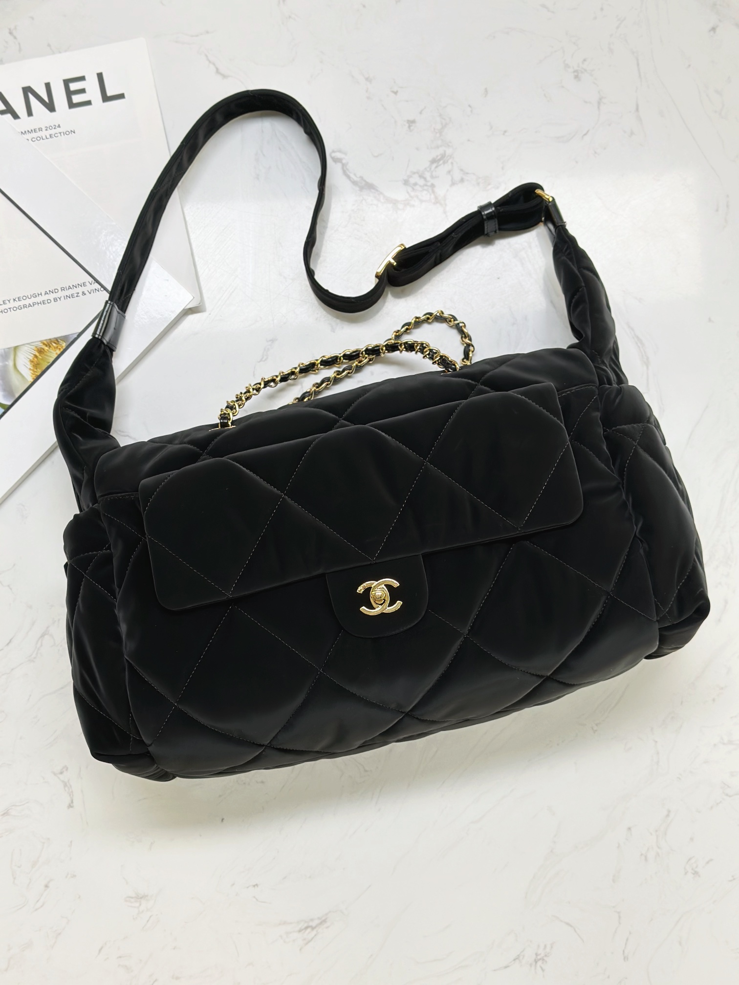 Chanel 24- Ski Collection Black Velvet Hobo