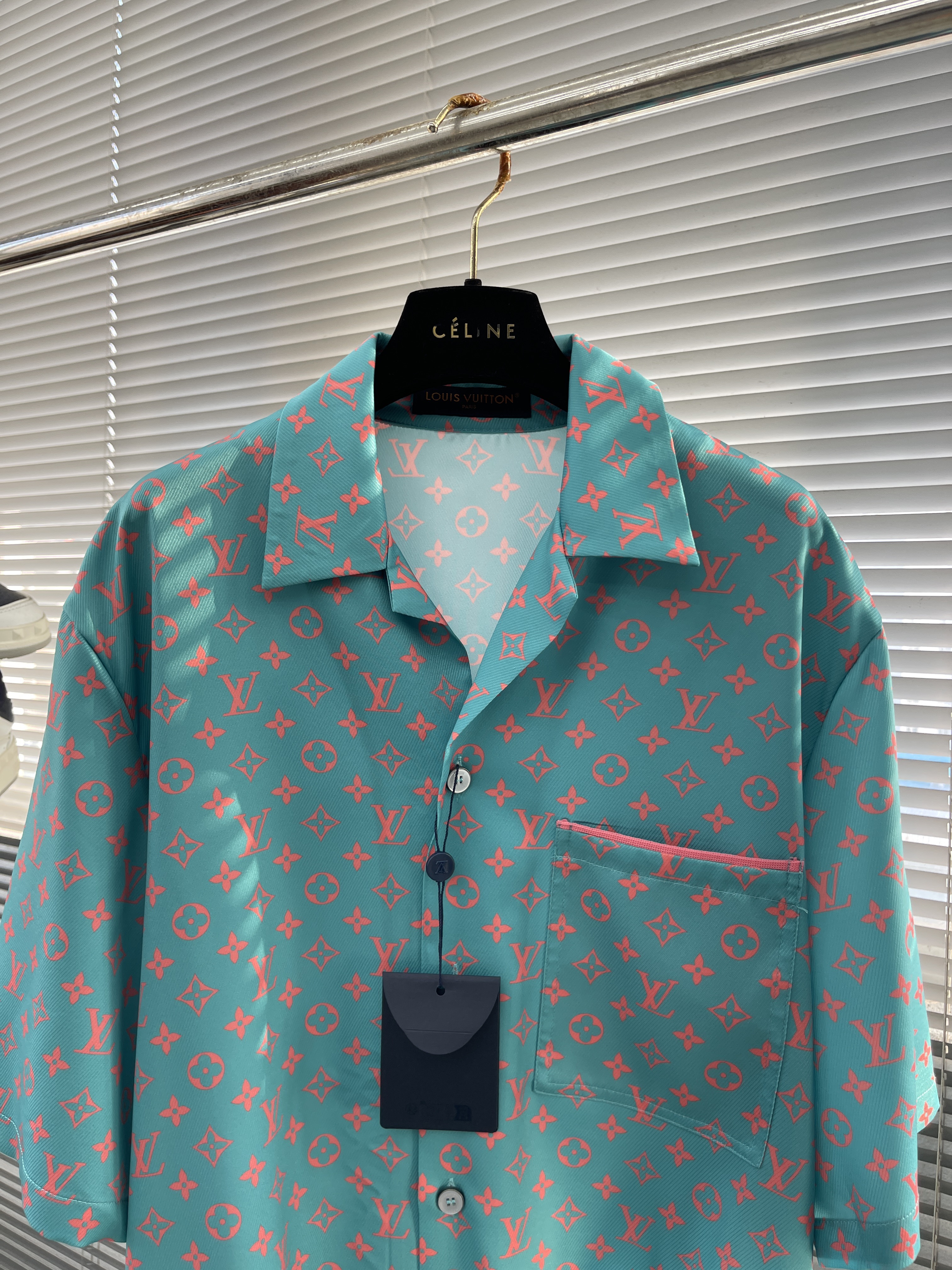 LV New Monogram Short-Sleeved Silk Shirt