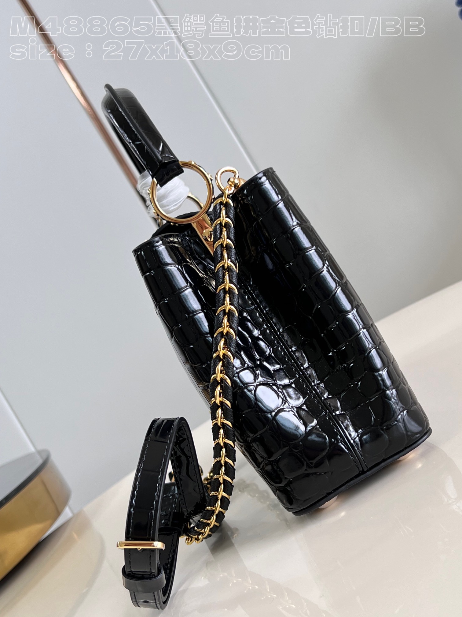 Capucines- M48865 black crocodile