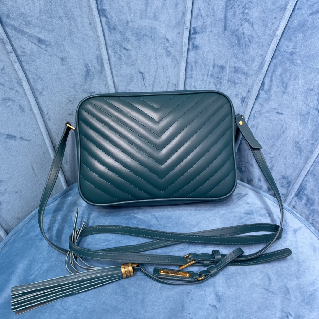 LOU quilted leather camera bag MONOGRAM SAINT LAURENT shoulder bag-blue