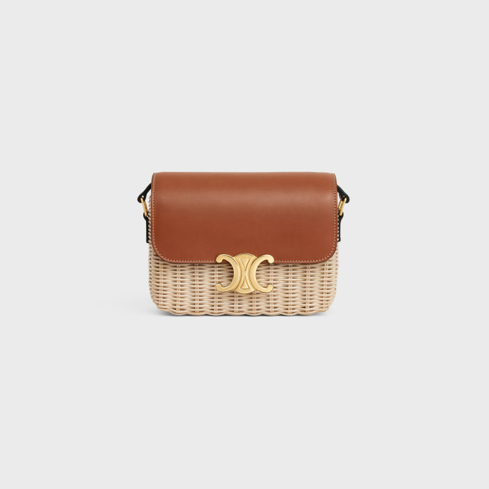 TEEN TRIOMPHE BAG IN WICKER AND NATURAL CALFSKIN NATURAL / TAN