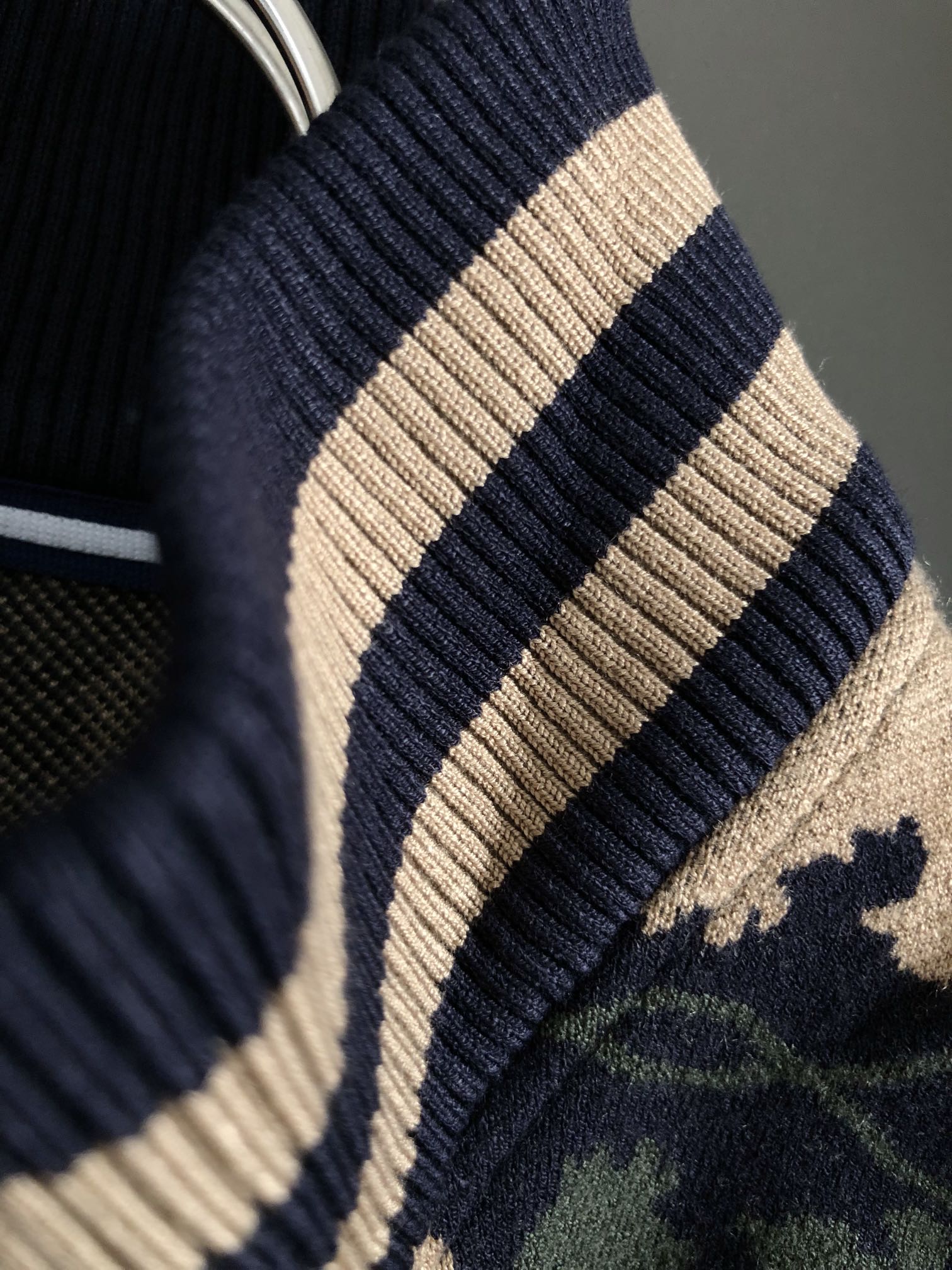 LV -top two-tone camouflage jacquard stand-up collar wool jacket