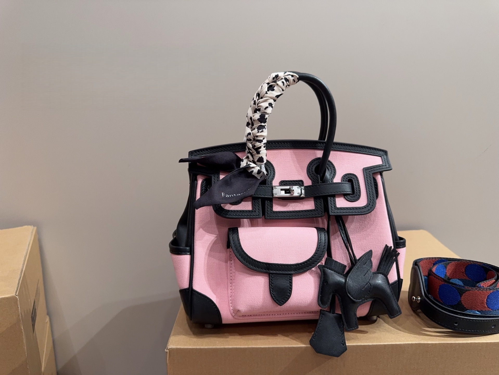 Hermes Travel Bag Cargo 35 Pink/Black