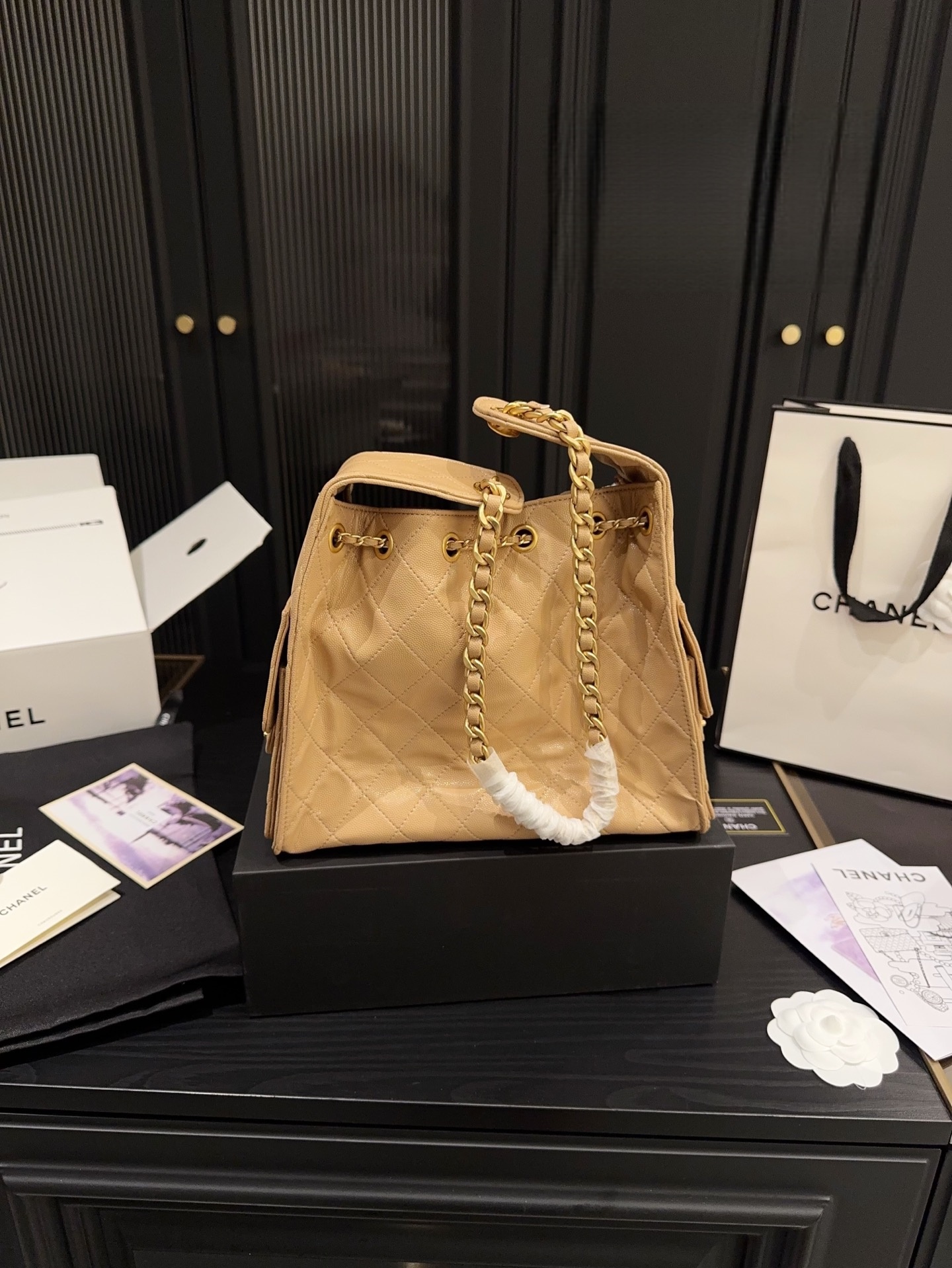 CHANEL Small Drawstring Hobo Bag