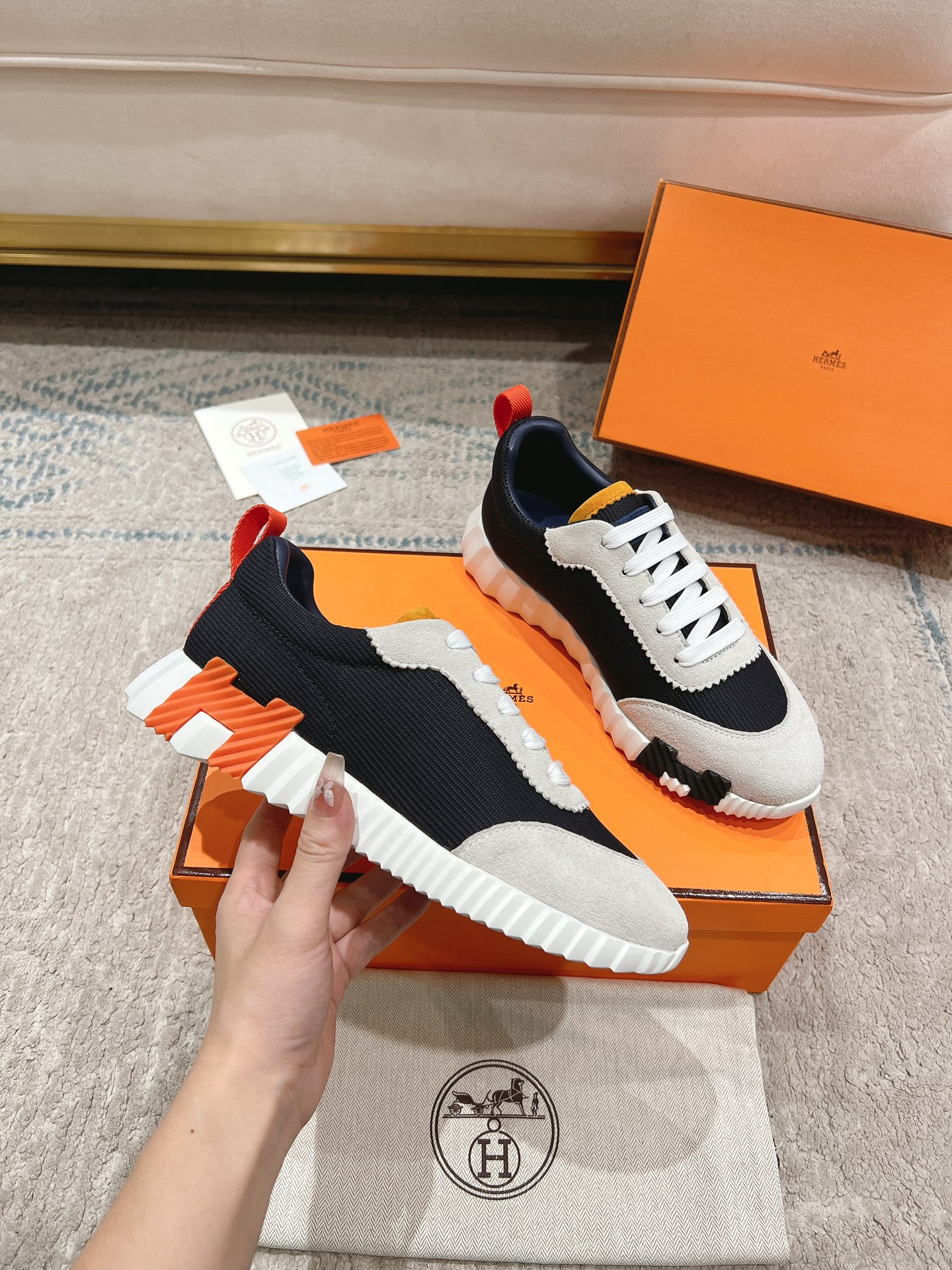 Hermes early autumn new couple casual shoes-black