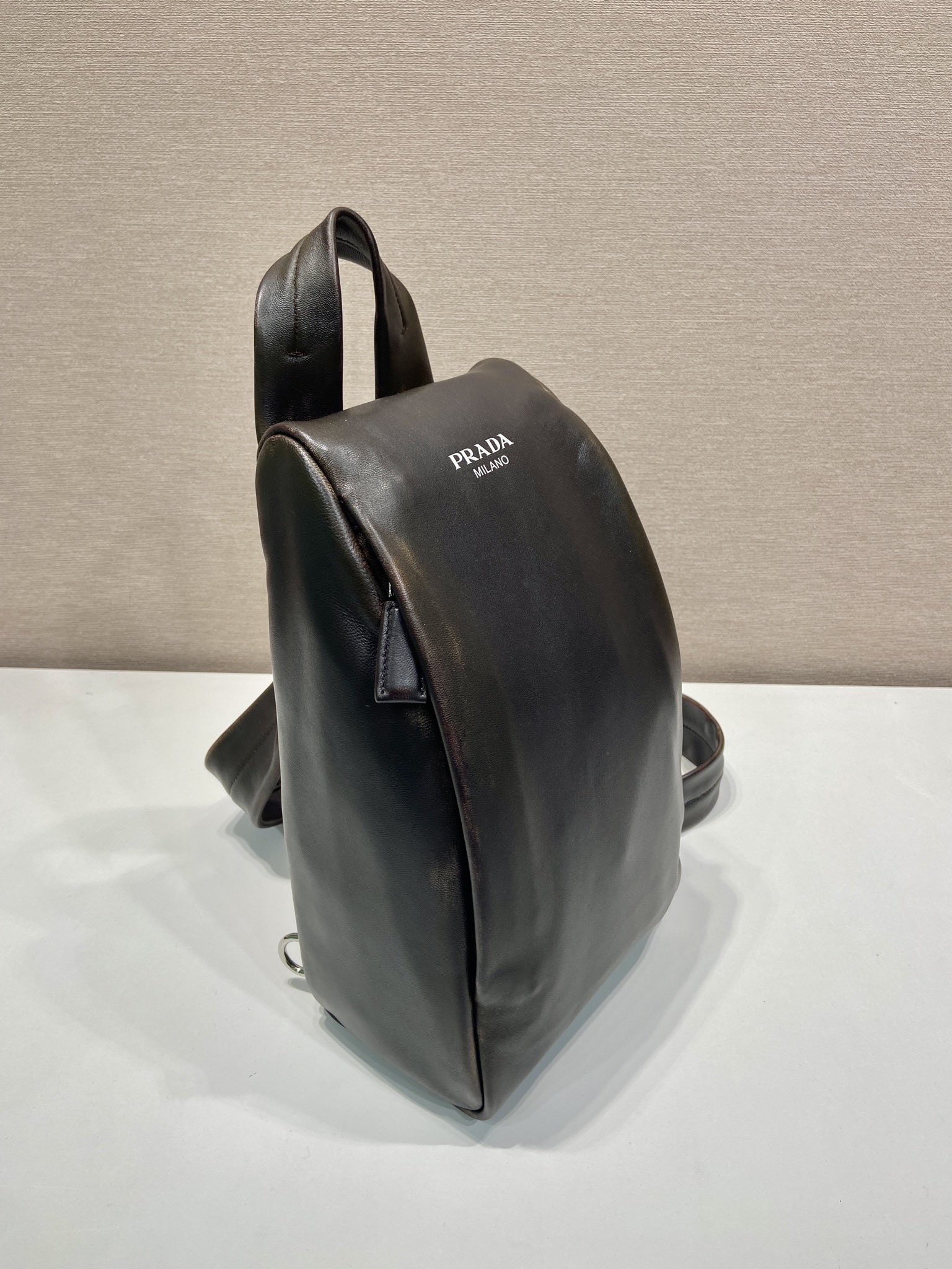 PRADA Distressed Leather Crossbody Bag