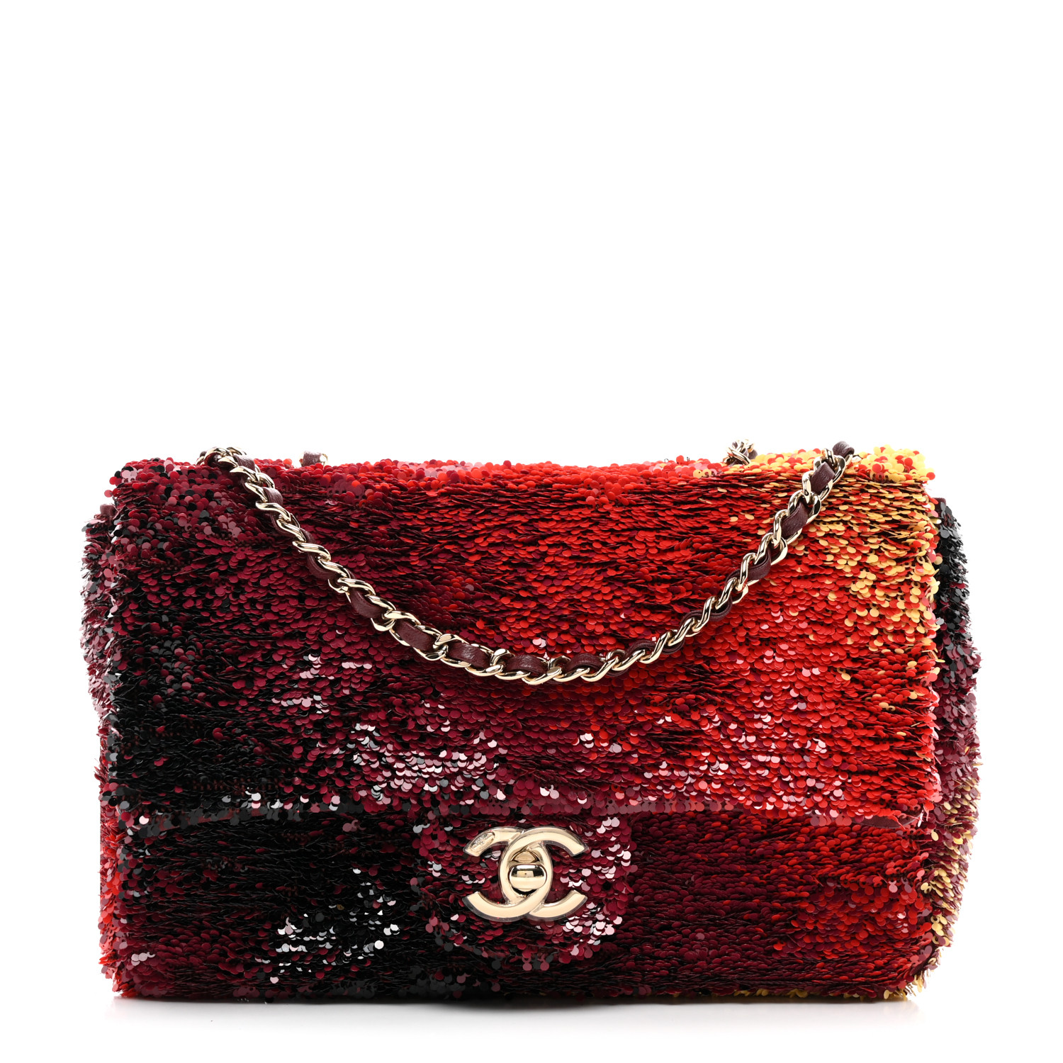 Chanel Shaded Sequins Mini Flap Black Burgundy Red Yellow