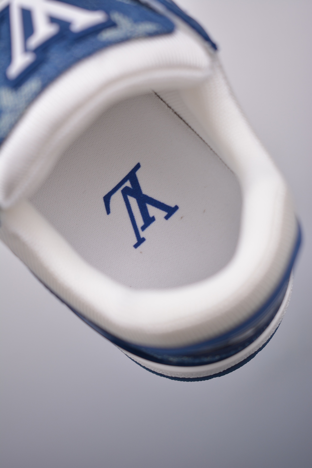 Louis Vuitton Trainer Sneaker Monogram Denim White Blue 1A9JH1