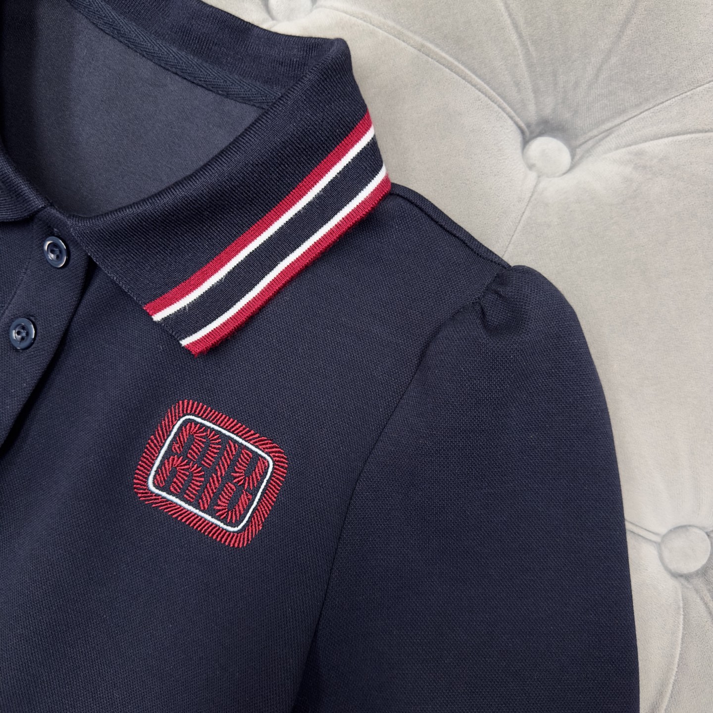 MIUMIU- Letter Embroidery Youthful Set-NAVY