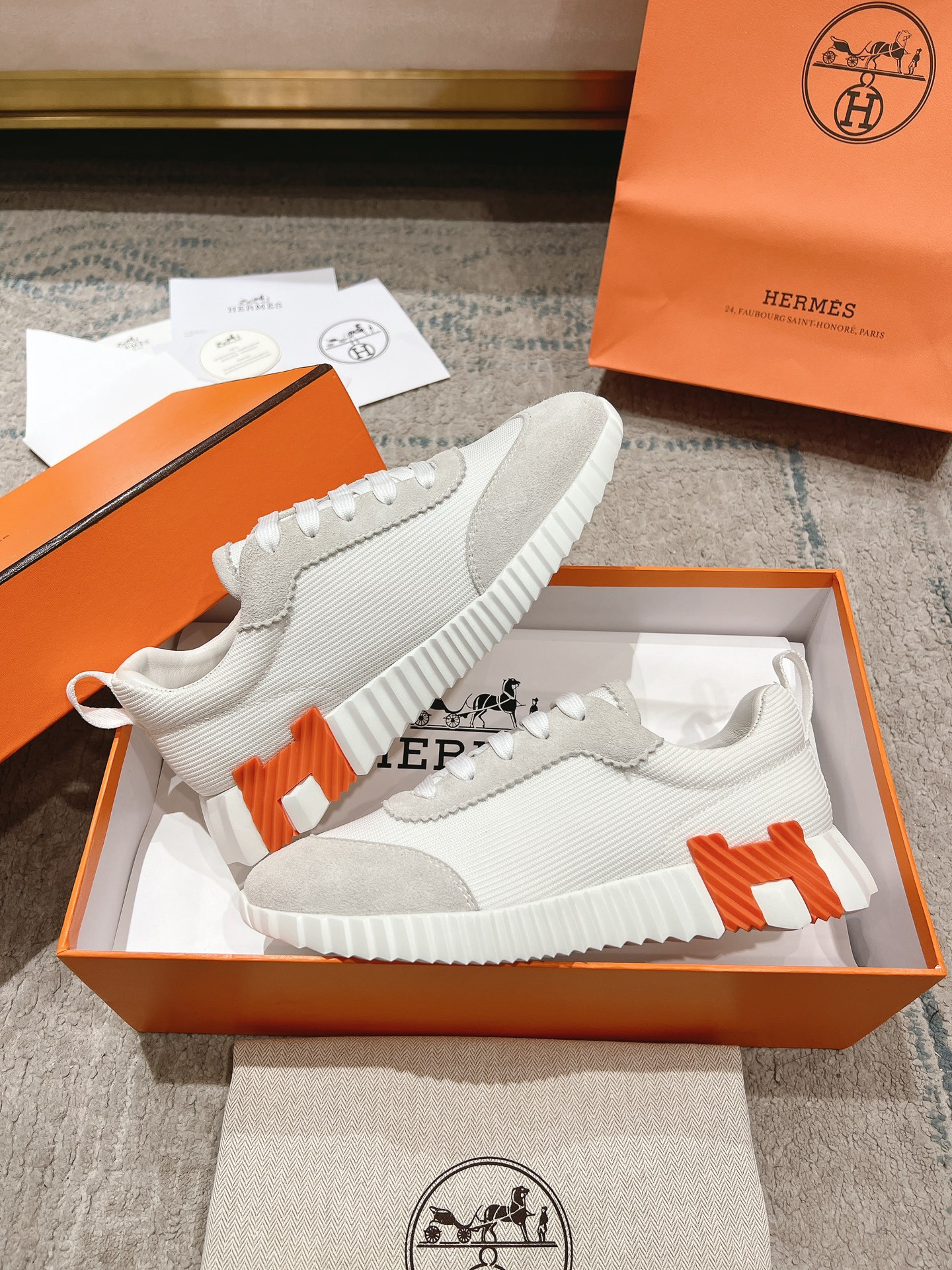 Hermes early autumn new couple casual shoes-white
