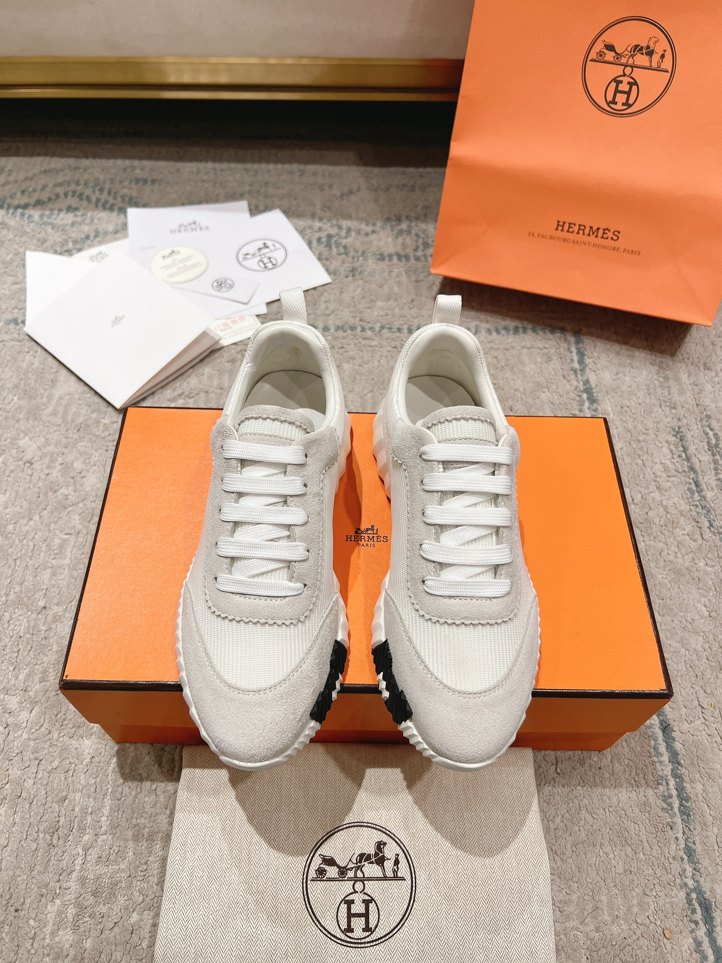 Hermes early autumn new couple casual shoes-white