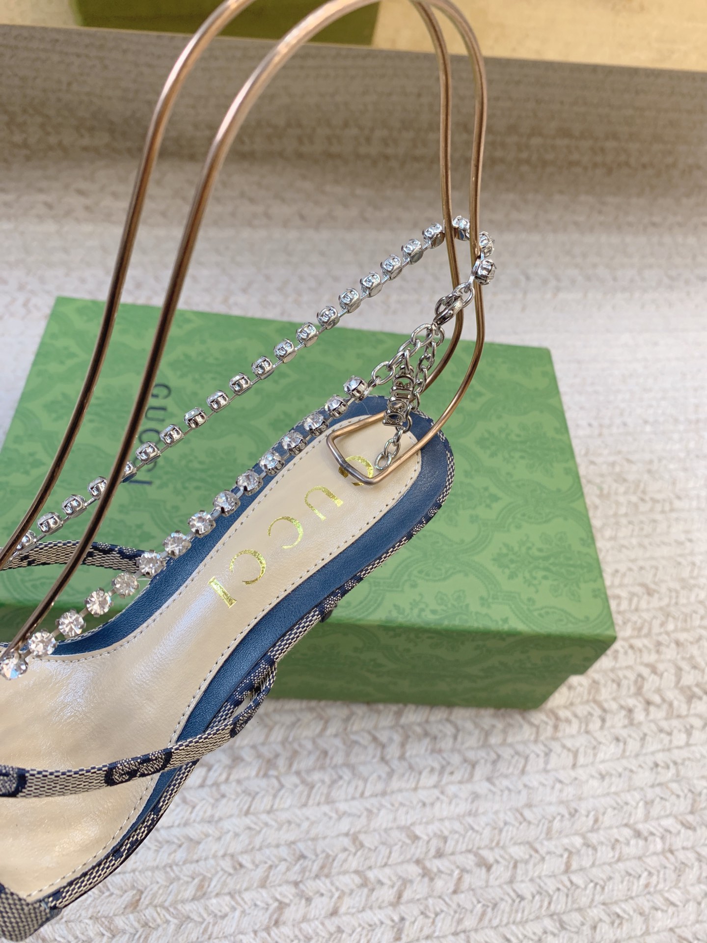 GUCCI Crystal Chain Stiletto Sandals