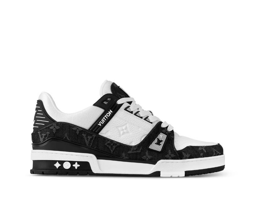 Louis Vuitton Trainer Sneaker Monogram Denim White Black 1A9JGF