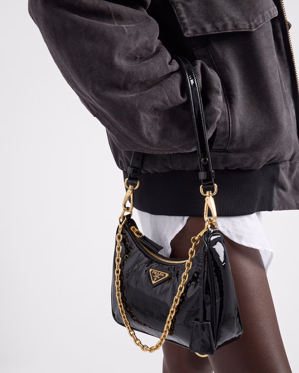 Prada Re-Edition naplak patent leather mini-bag