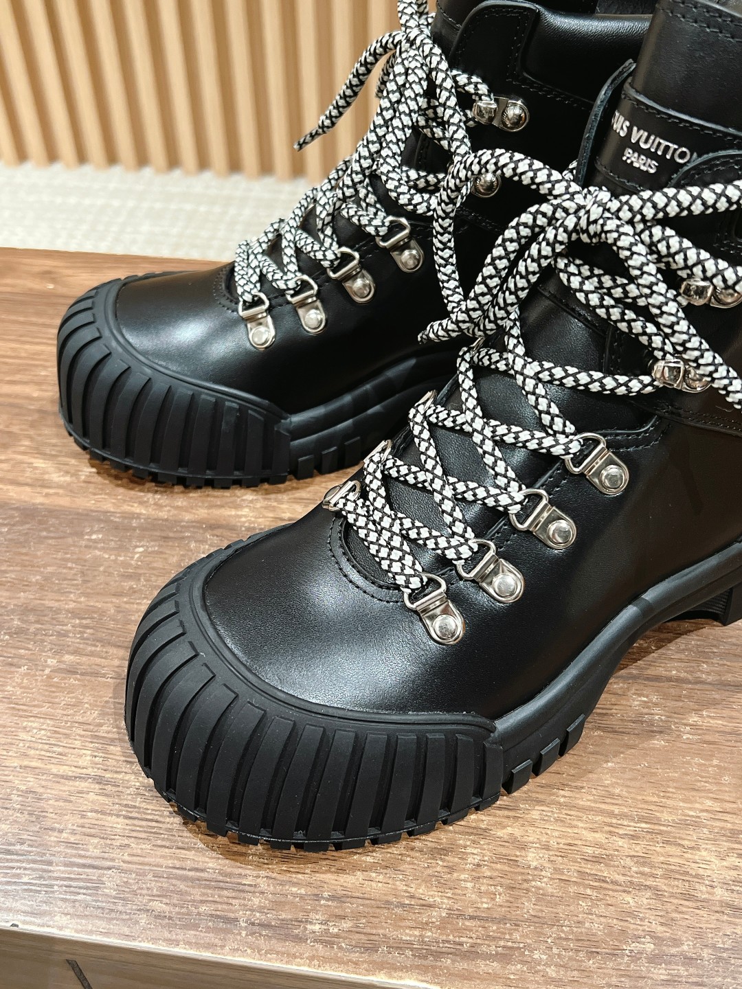 Louis Vuitton Calfskin Patent Monogram Ruby Flat Ranger Boots