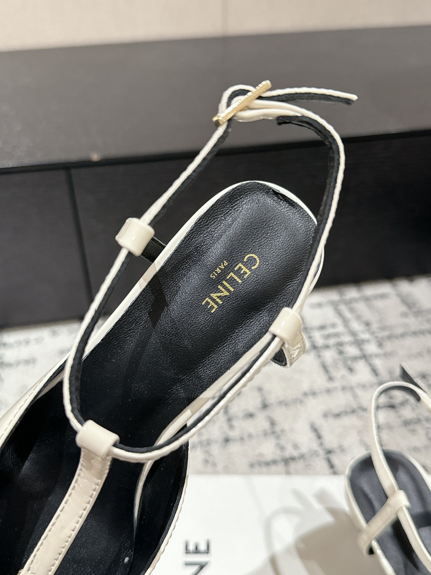 Celine Triomphe Pointed-Toe Kitten Heel Sandals