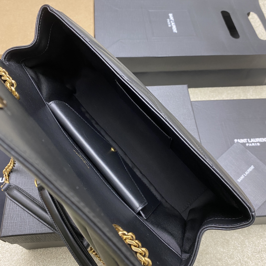 Saint Laurent Black Lambskin Loulou Medium Bag