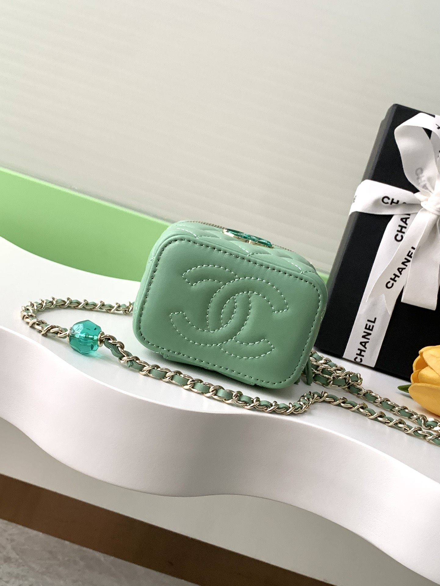 chanel enamel button love makeup small lipstick box