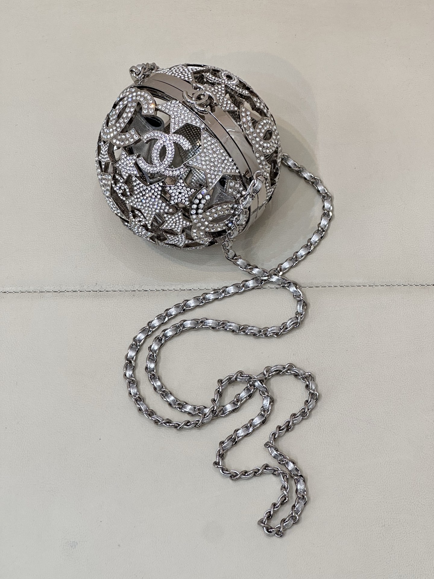 Chanel Métiers d’art Sphere Minaudiere Gold-Tone Metal & Strass Golden & Crystal