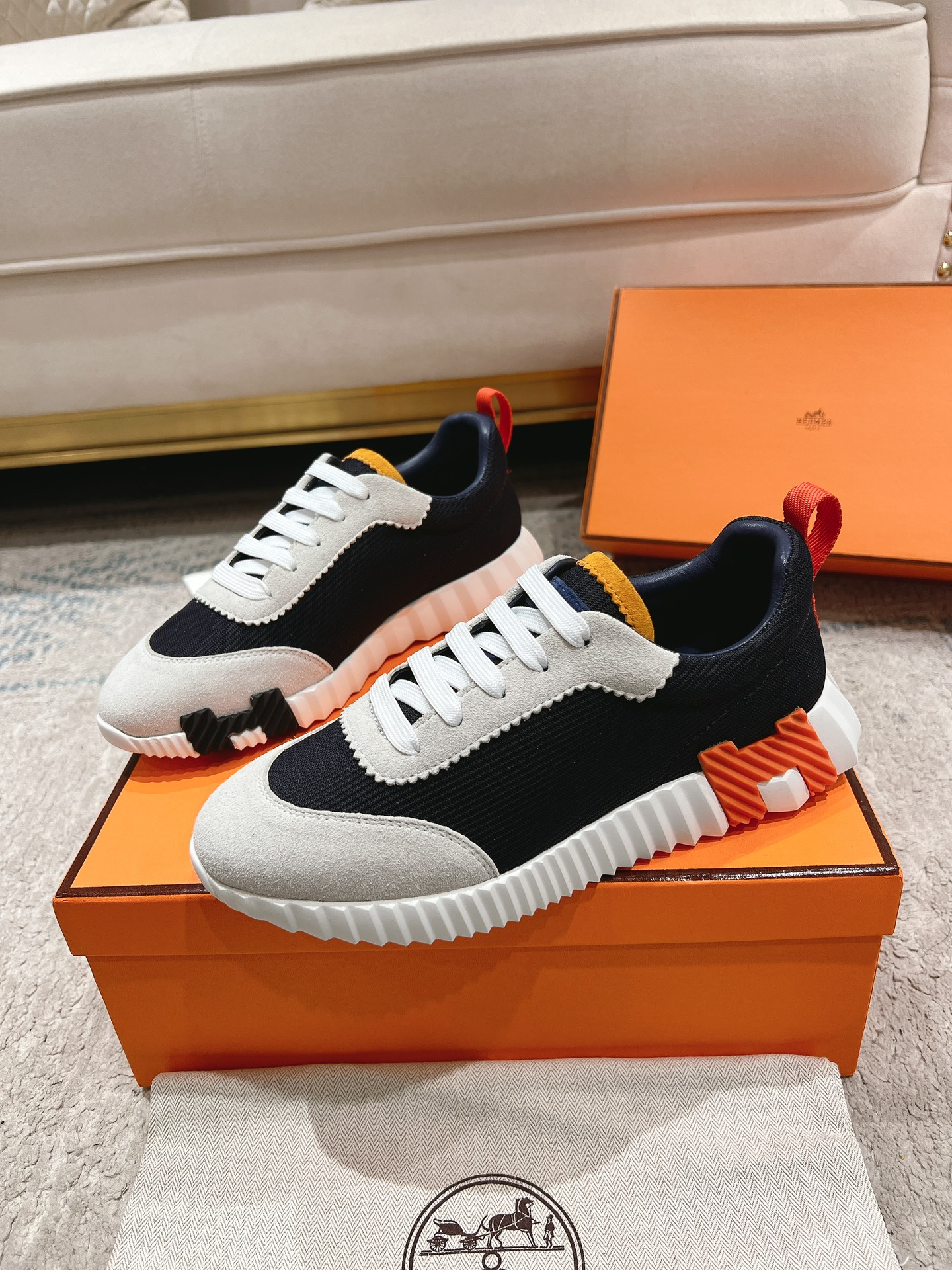 Hermes early autumn new couple casual shoes-black