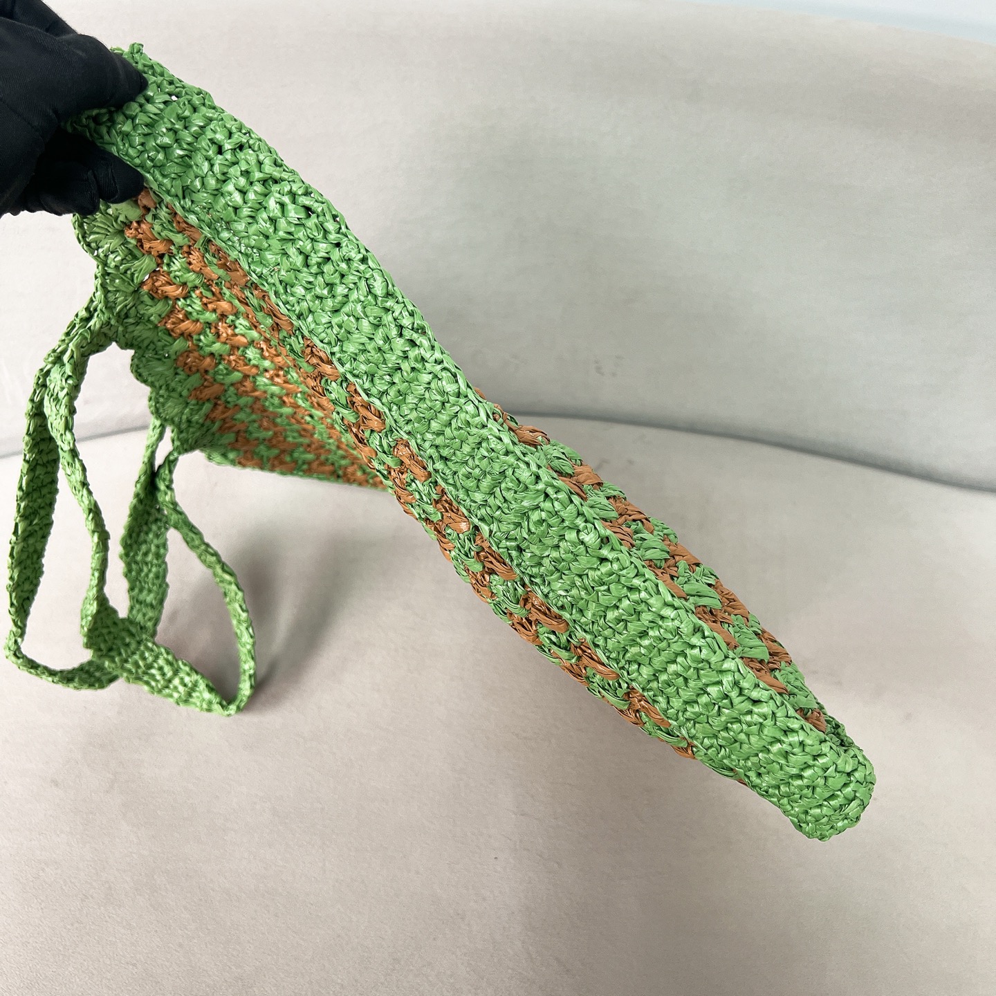 Prada Crochet tote bag-Lawn Green/Caramel