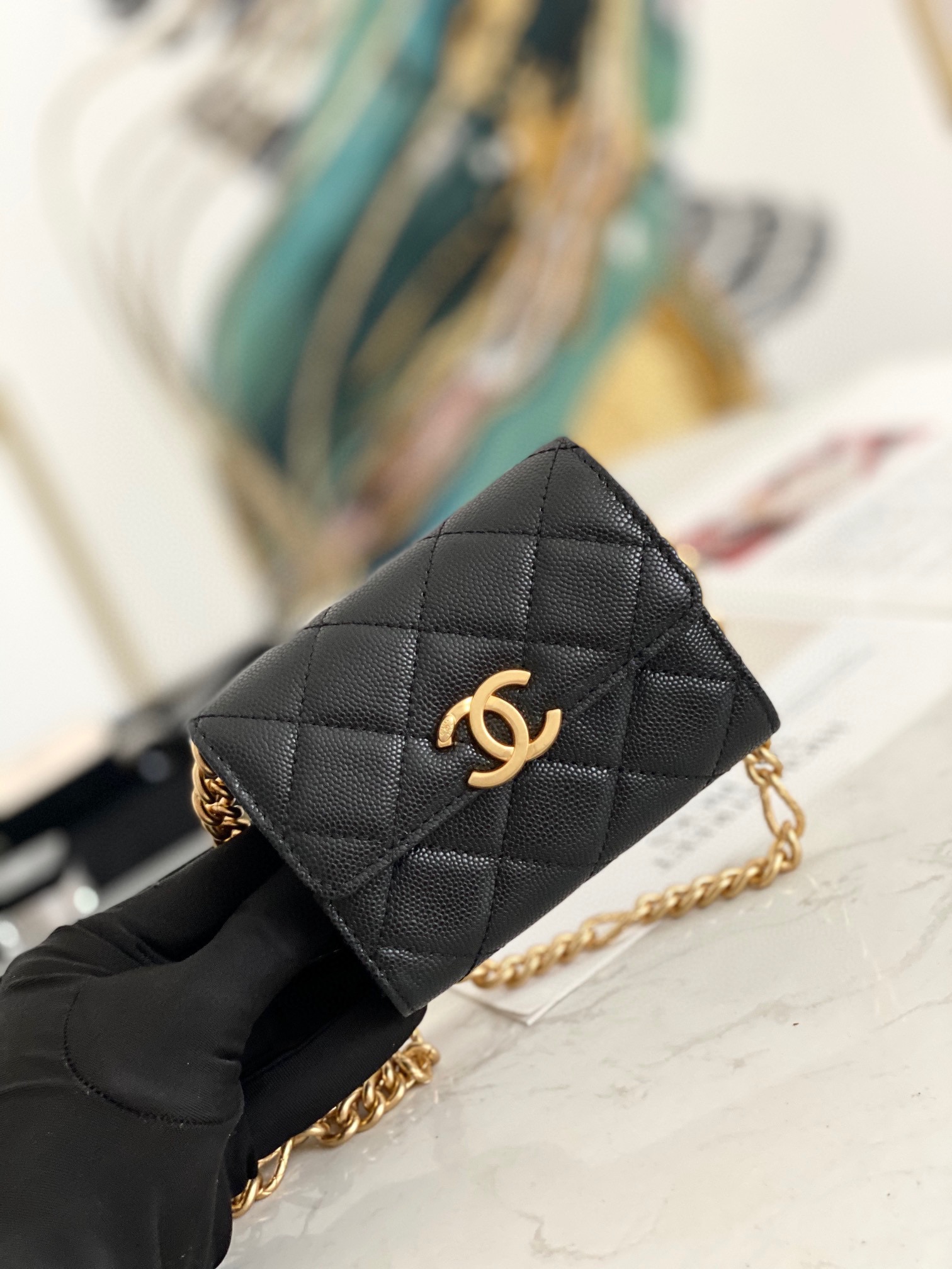 Chanel chain flap coin purse