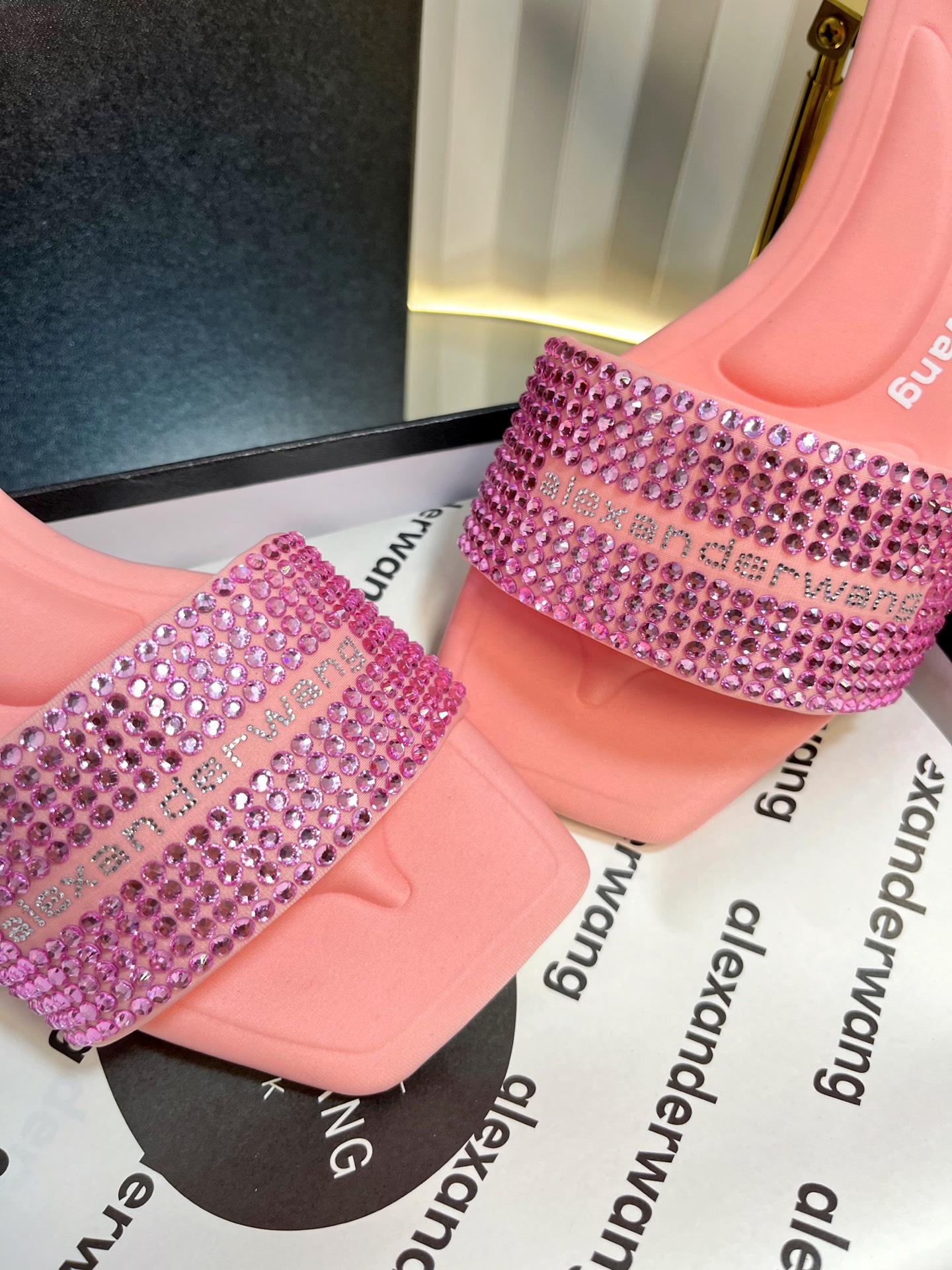 AlexanderWang Crystal Denim Slides