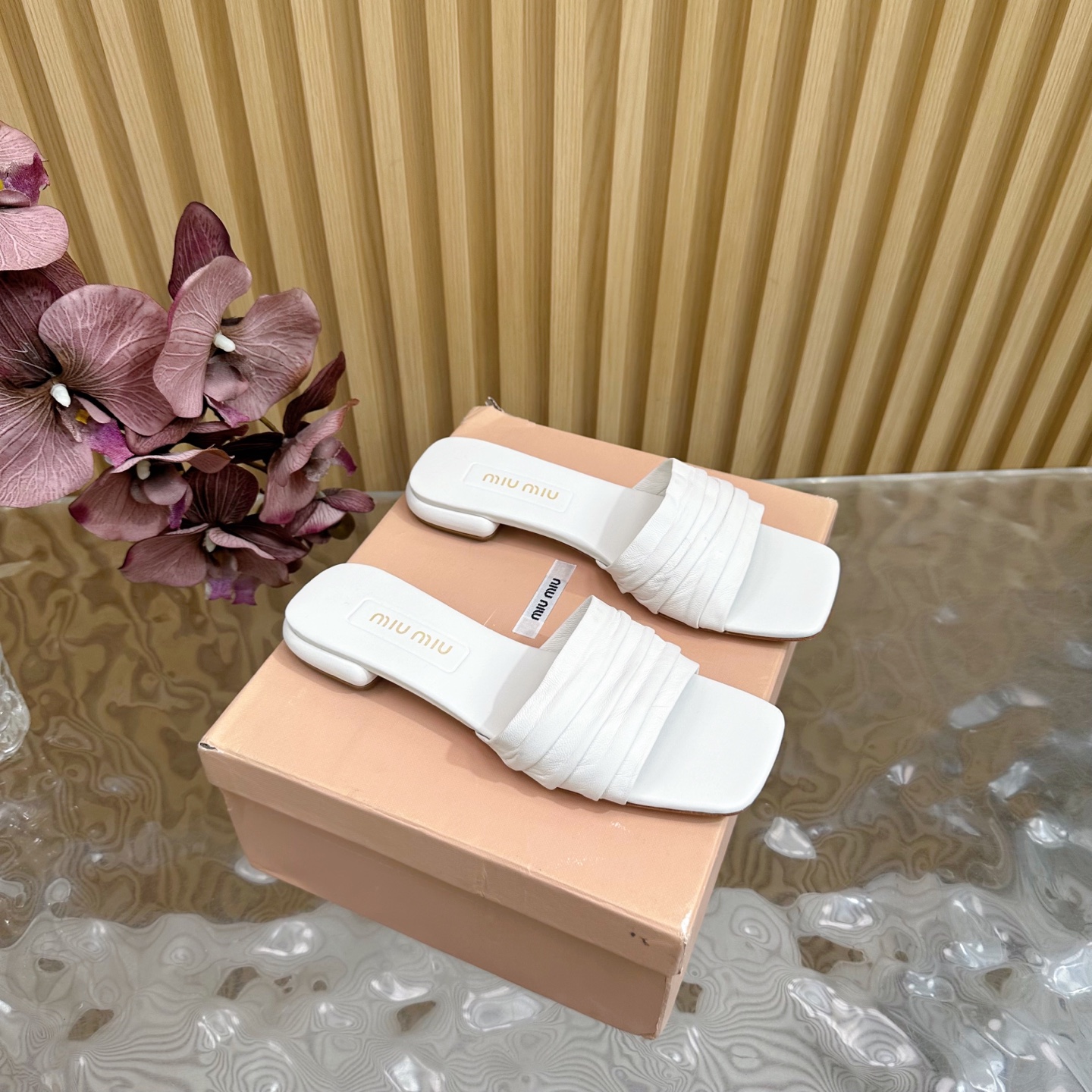 MIU MIU Bow-Embellished Slide Sandals