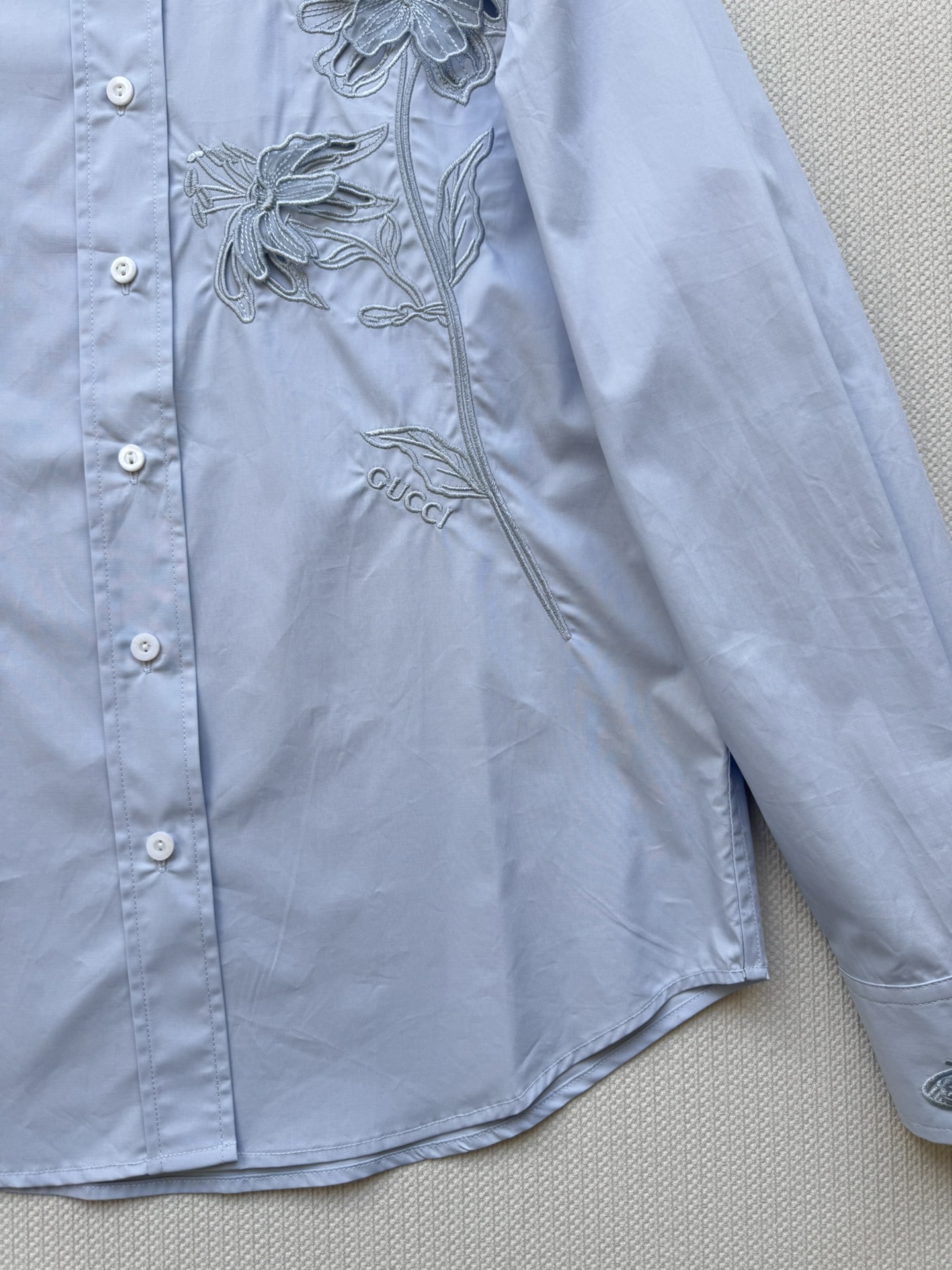 GUCCI Cotton poplin shirt with embroidery
