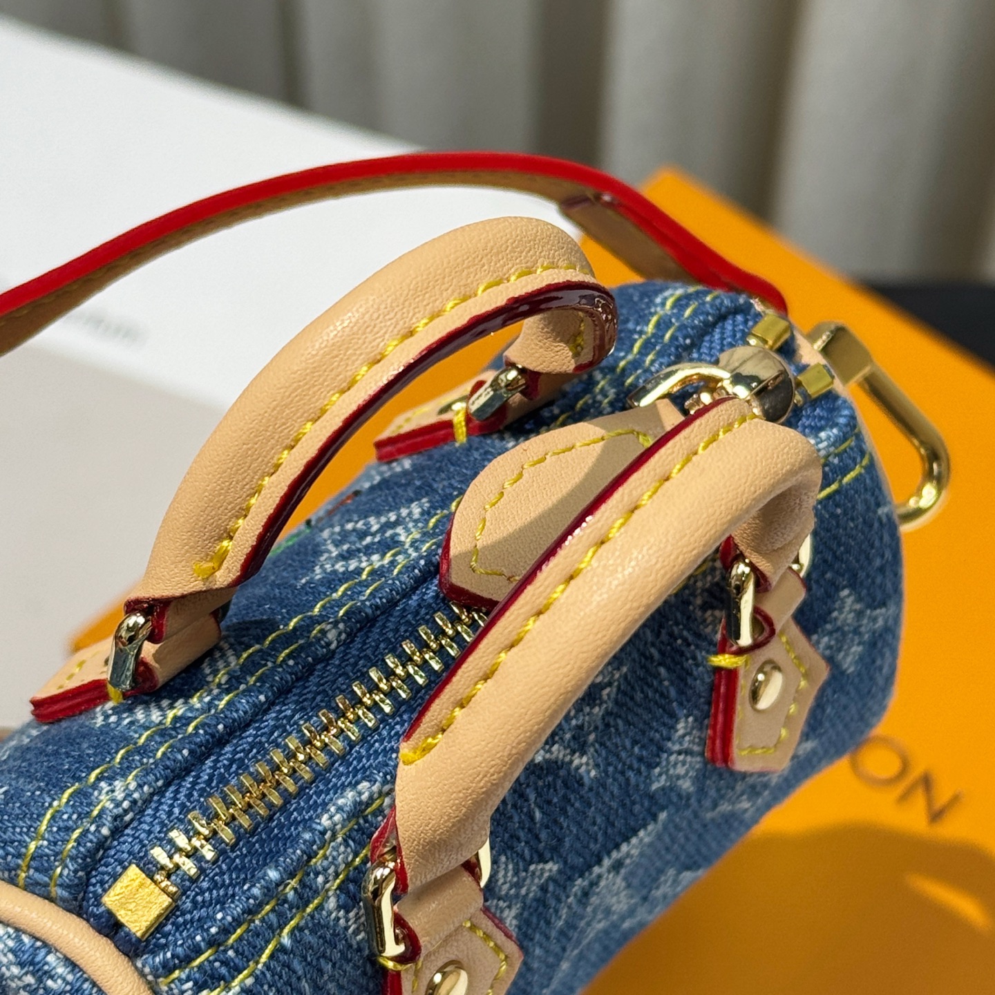 M02535 LV x TM Micro Denim Cerise Bag Charm