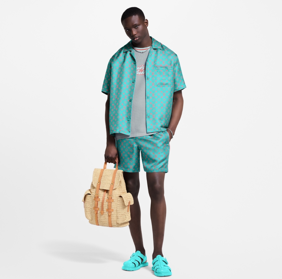 LV New Monogram Short-Sleeved Silk Shirt