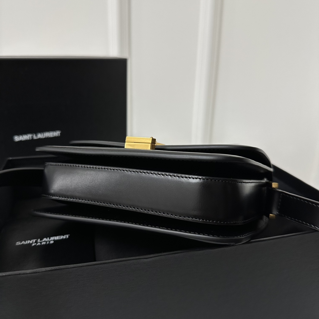 Saint Laurent Smooth Calfskin Solferino Satchel Black