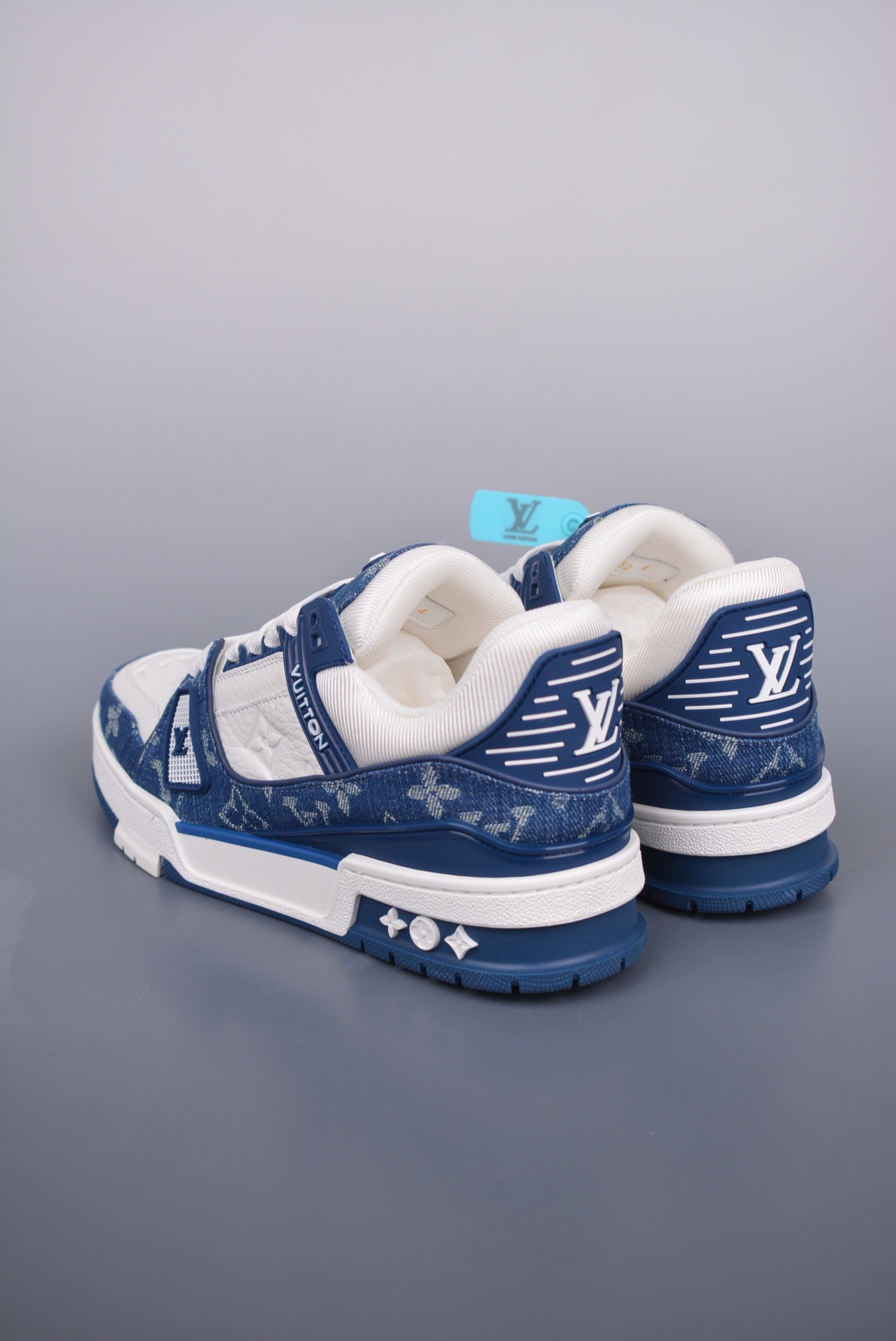 Louis Vuitton Trainer Sneaker Monogram Denim White Blue 1A9JH1