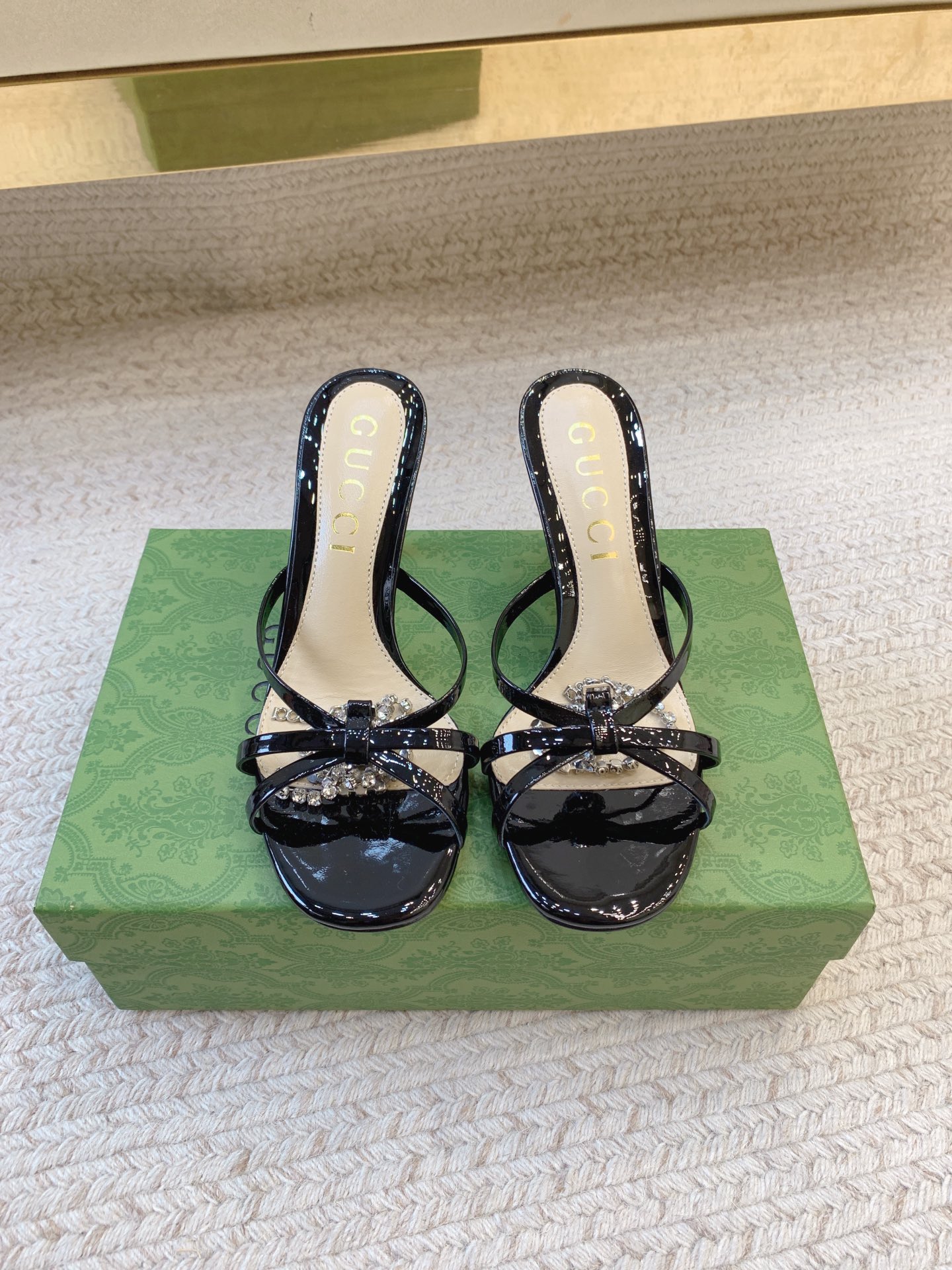 GUCCI Crystal Chain Stiletto Sandals