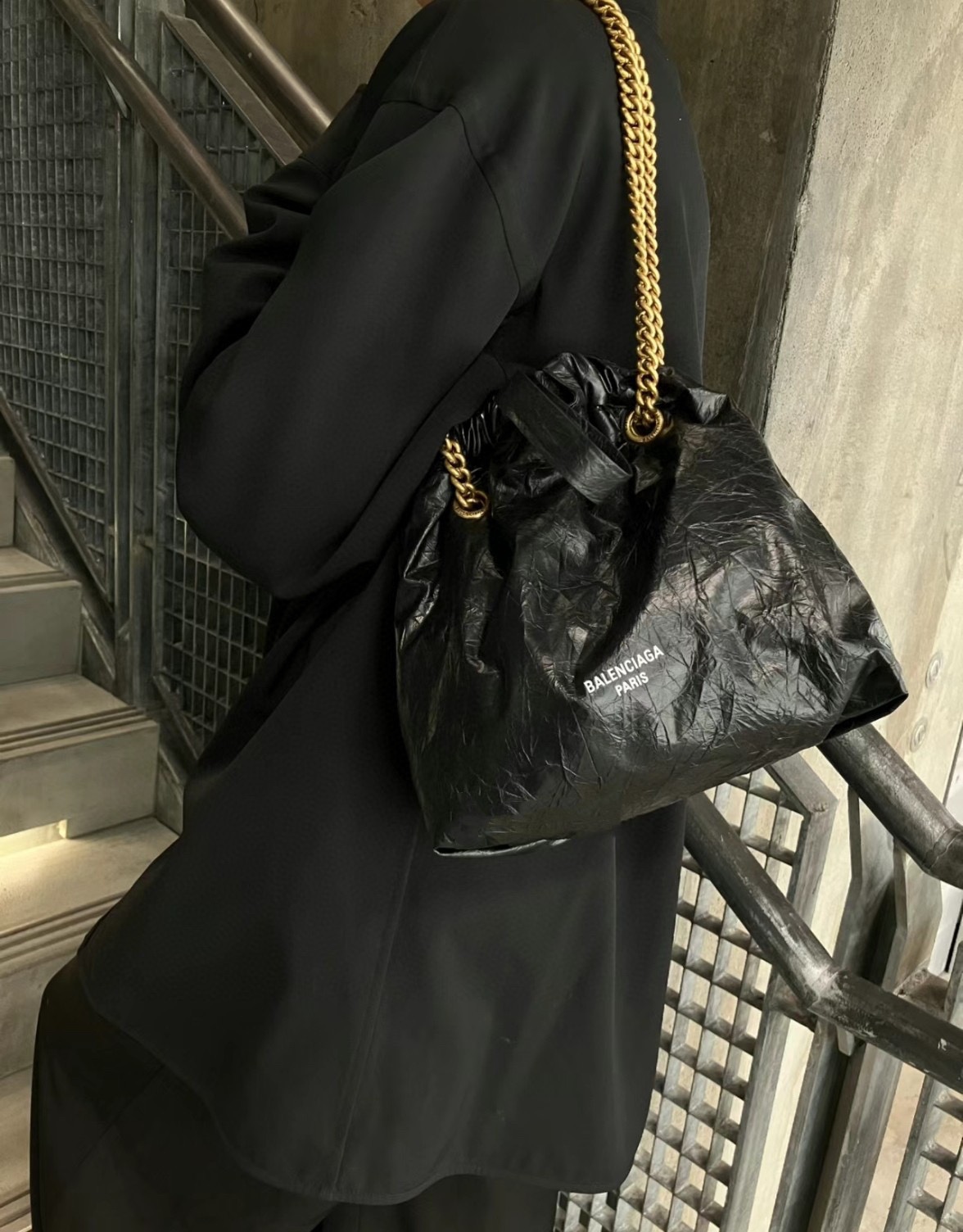 Balenciaga Crush Small Tote Bag in Black