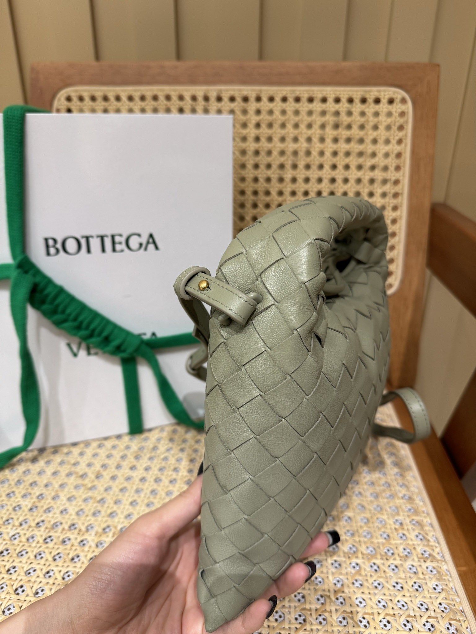 mini Hop crossbody bag Hole stone green