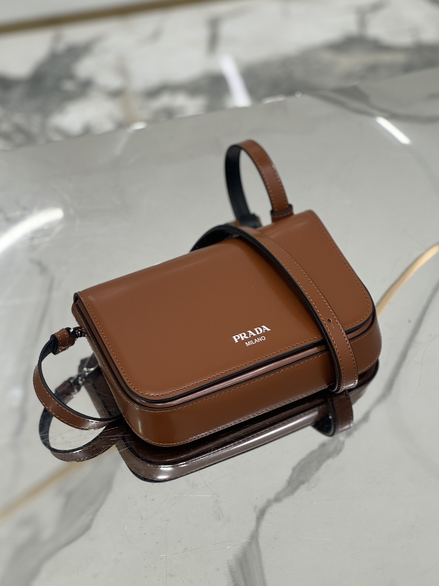 PRADA Brushed Leather Mini-bag With Shoulder Strap