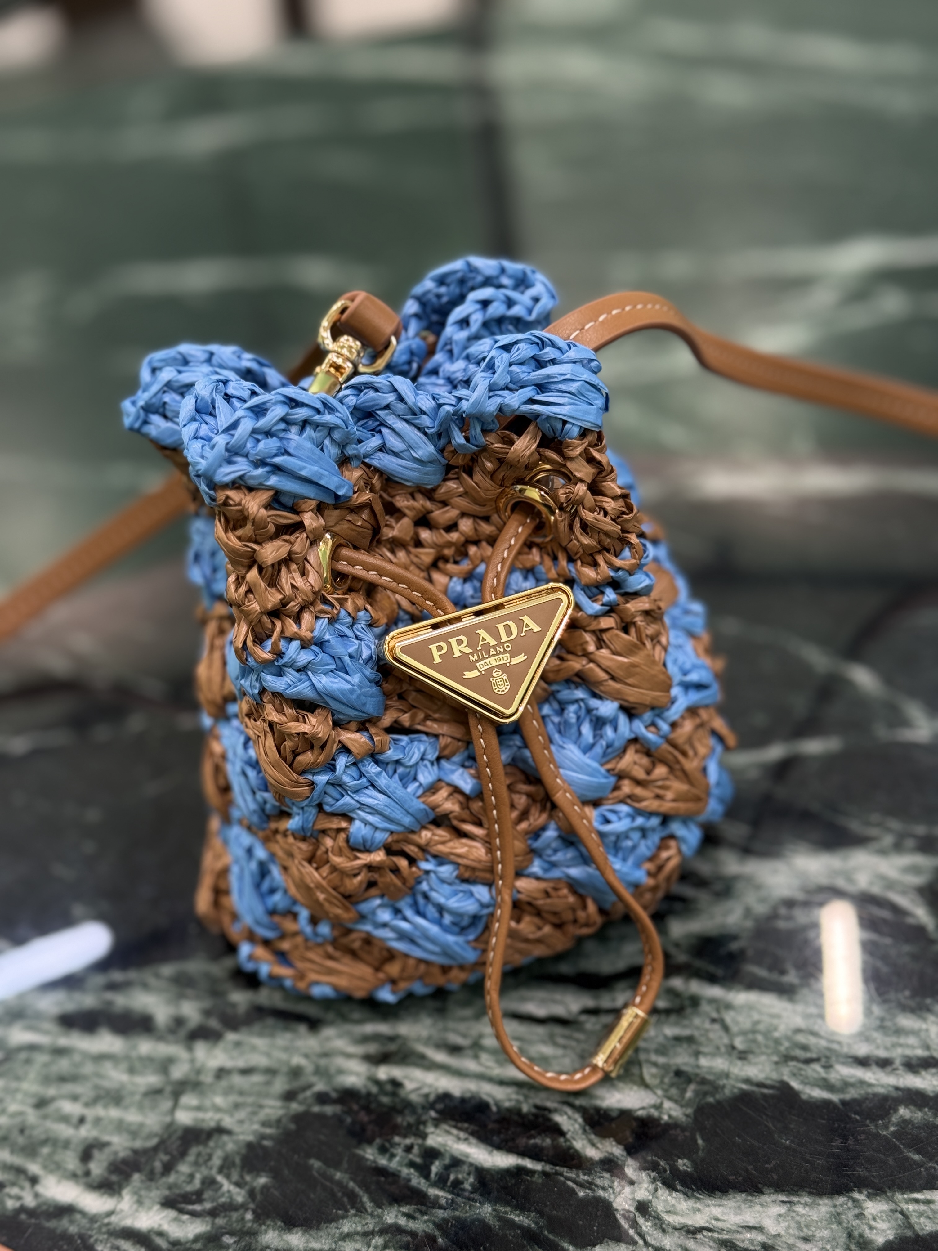 Prada Woven Mini Bucket Bag